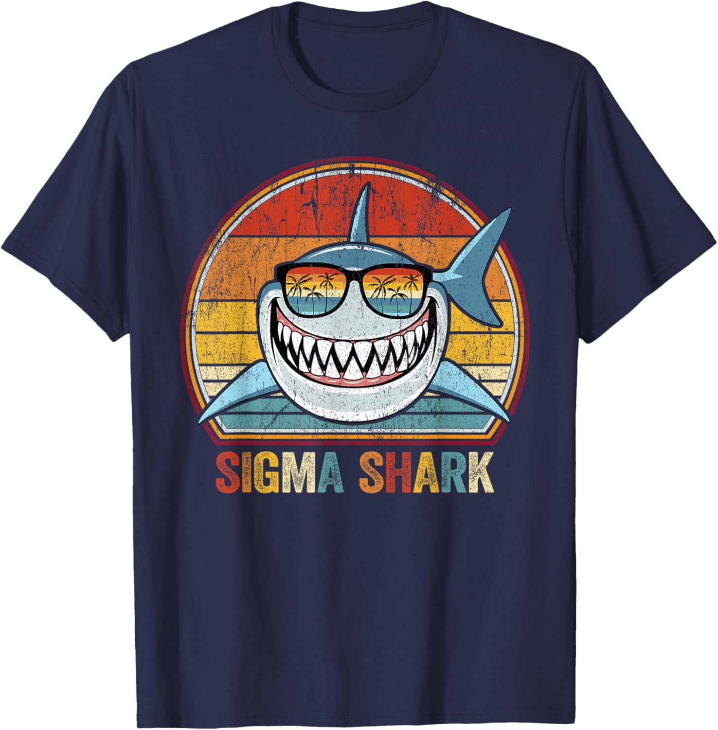 Funny Retro Sigma Shark Meme T-Shirt for Trendy Style Lovers - 2