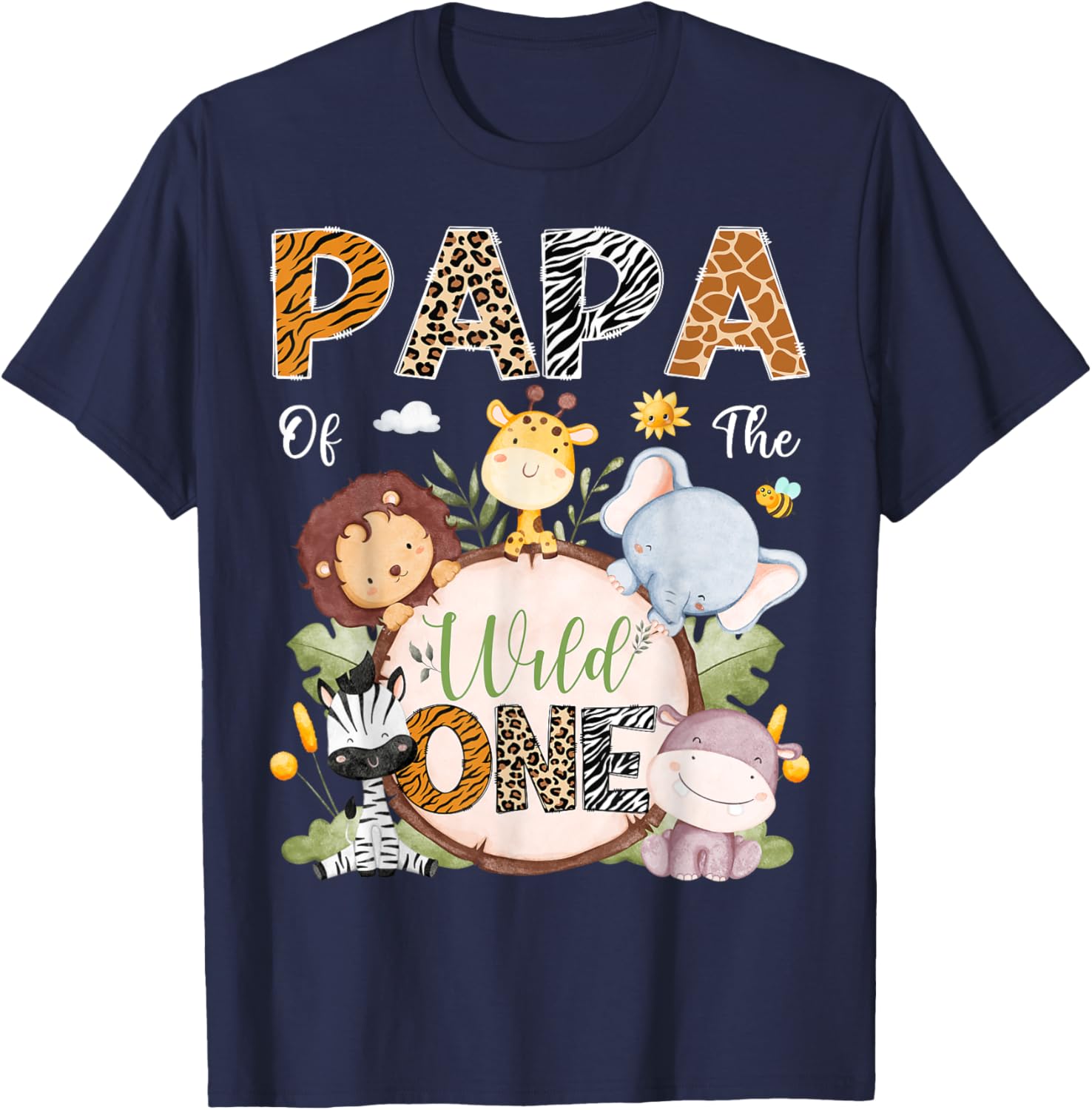 Papa Of The Wild One 1st Birthday Safari T-Shirt for Jungle Lovers - 12