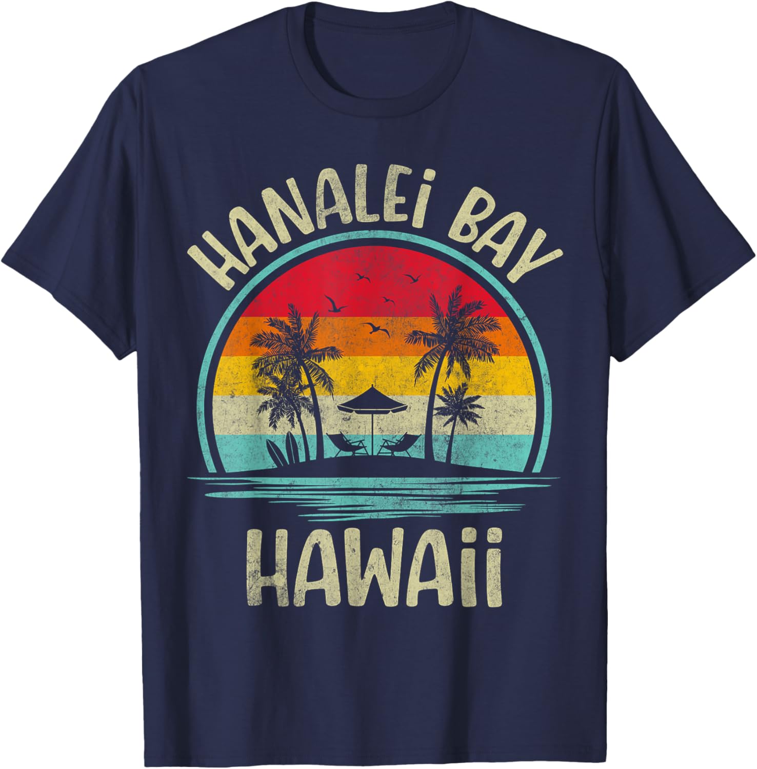 Hanalei Bay Beach Hawaii Palm Tree Family Summer Vacation T-Shirt - 14