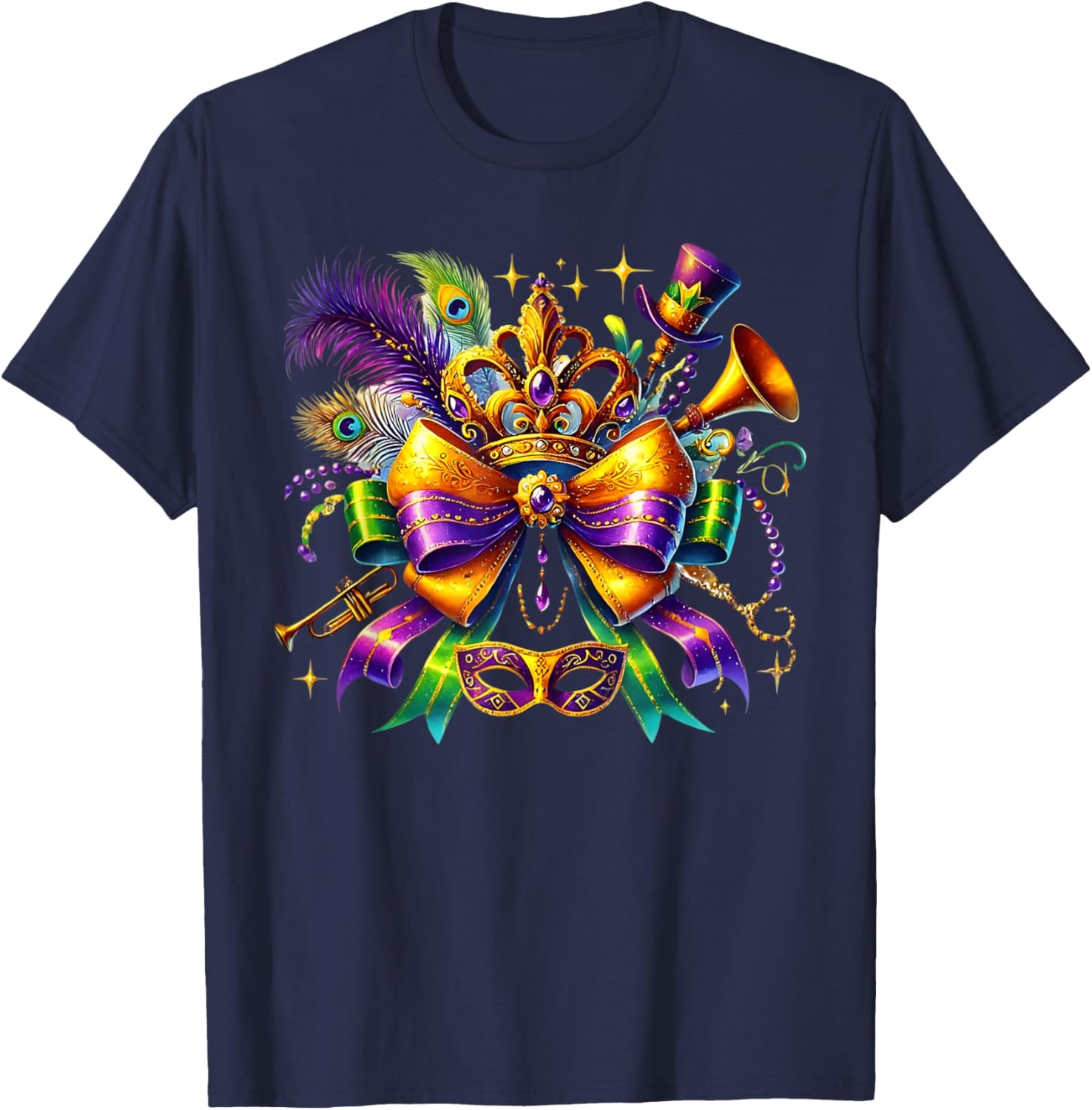 Mardi Gras Coquette Bow T-Shirt for Women and Girls - Festive Style - 4