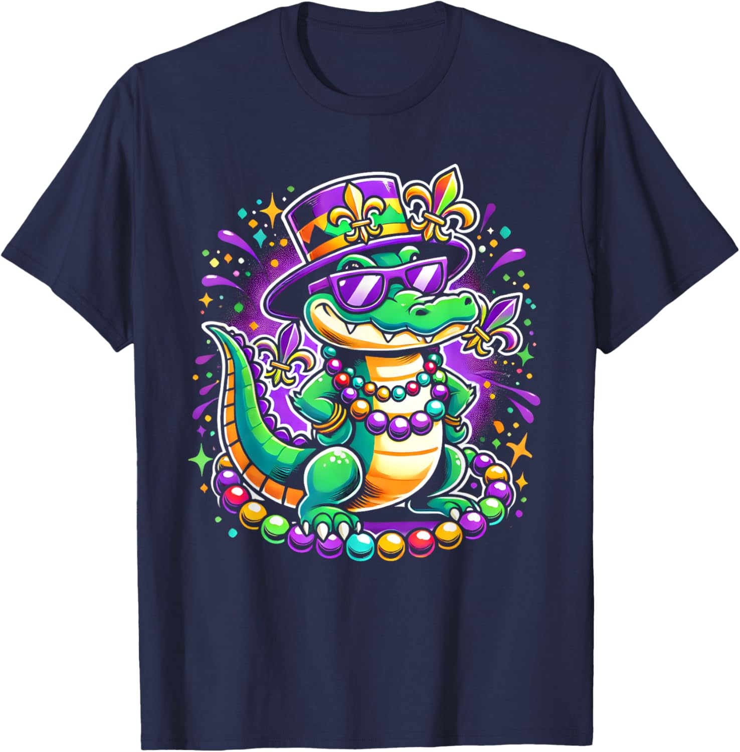 Mardigator Mardi Gras Alligator T-Shirt for Men and Women - 7