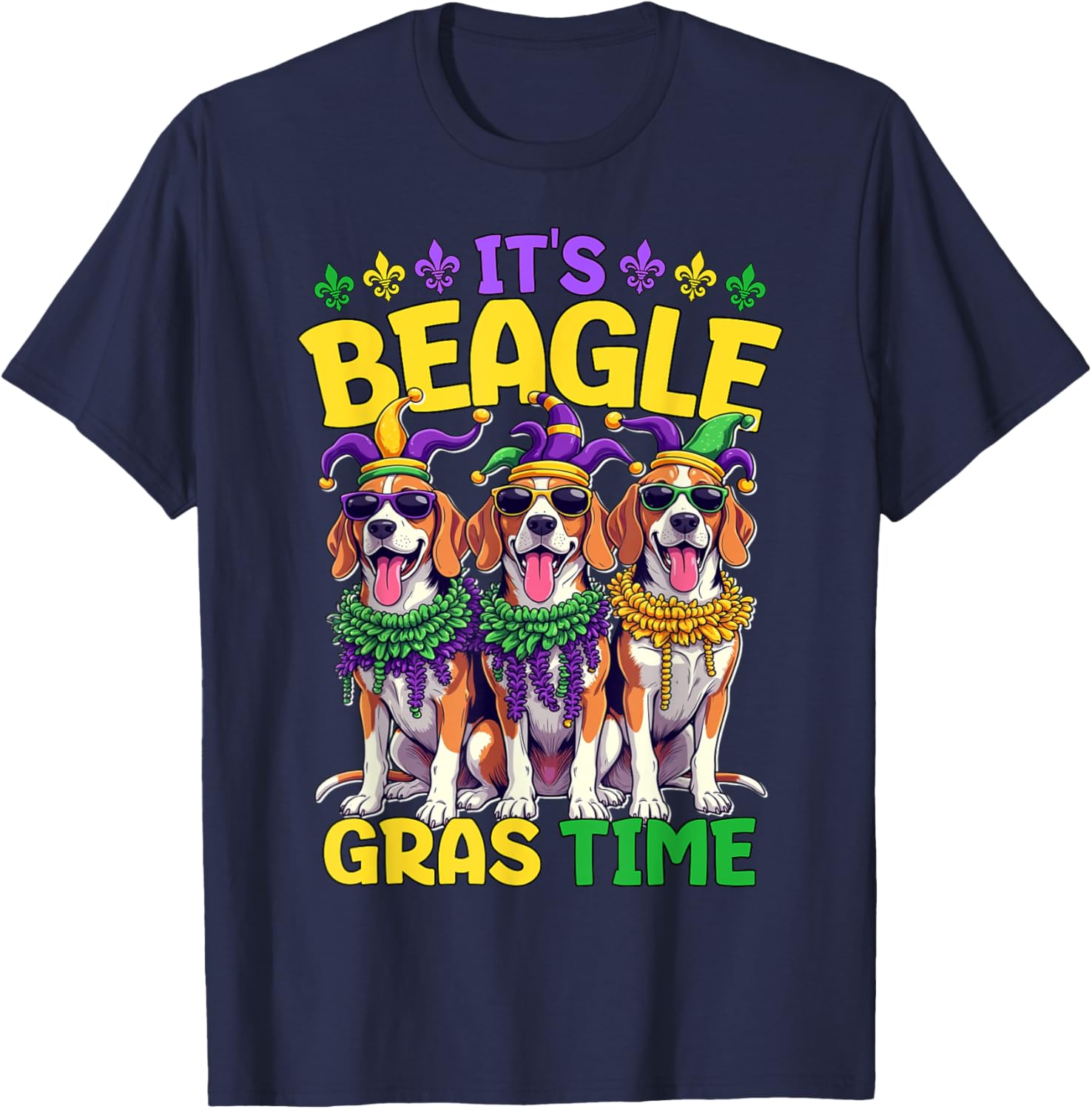 Mardi Gras Beagle Time T-Shirt for Fun Celebrations and Festivities - 14