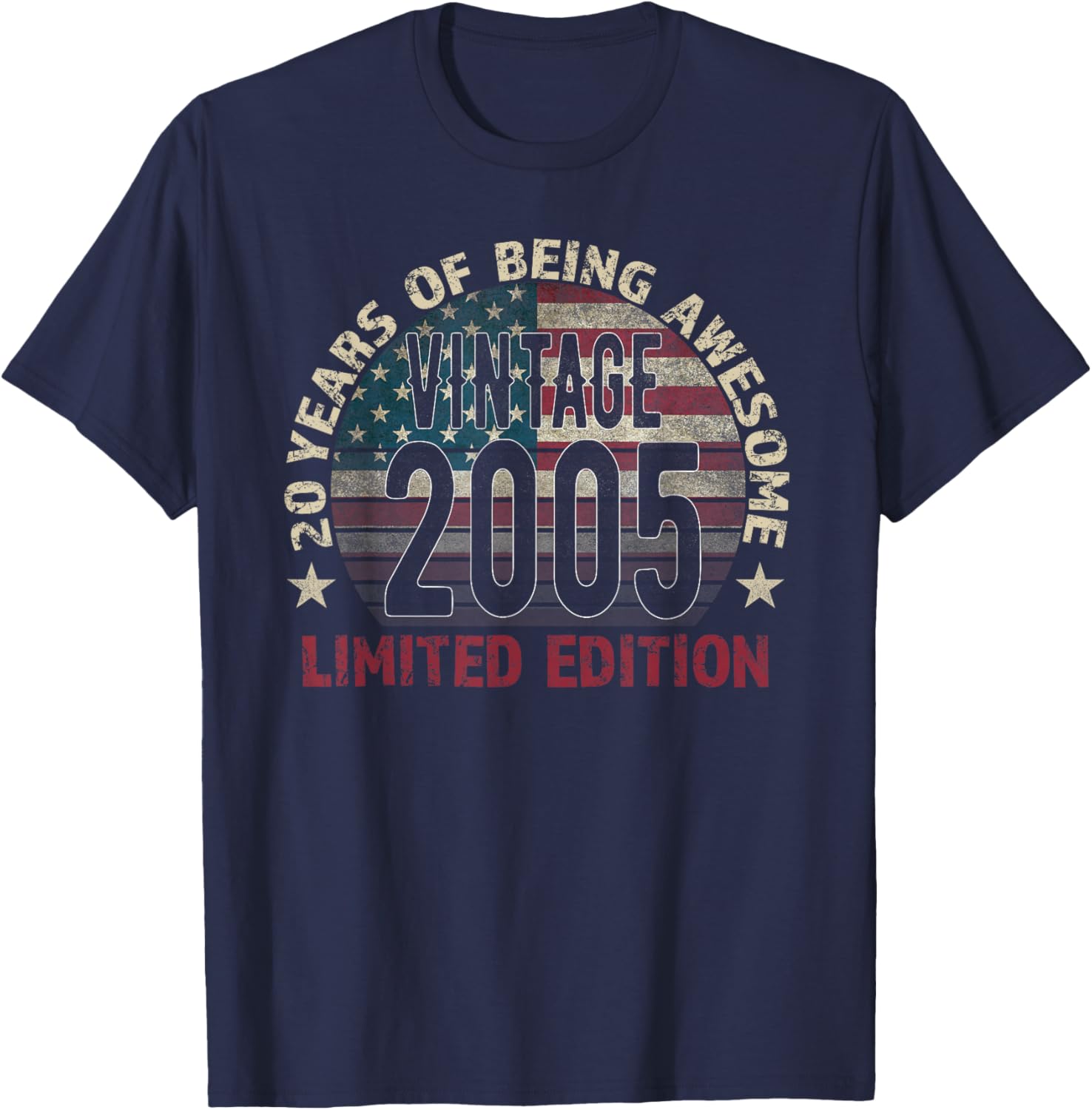 Vintage 20th Birthday Gift T-Shirt for Men Born 2005 Turning 20 Years Old - 2