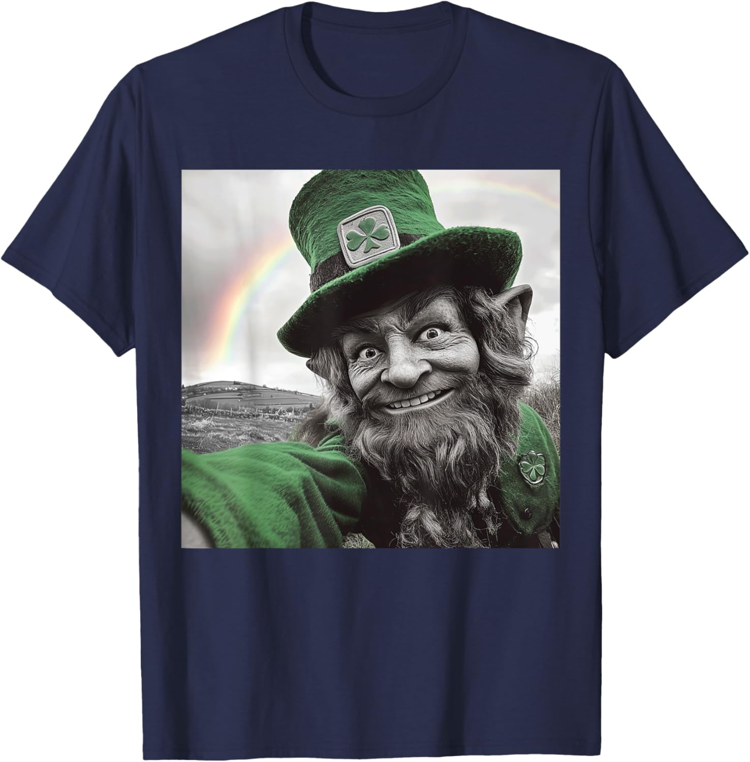 Funny St Patricks Day Rainbow Leprechaun Selfie T-Shirt for Festive Fun - 21