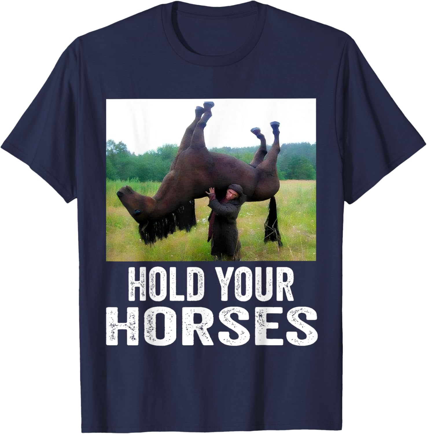Hold Your Horses Funny Horse Meme T-Shirt for Men and Women - 19
