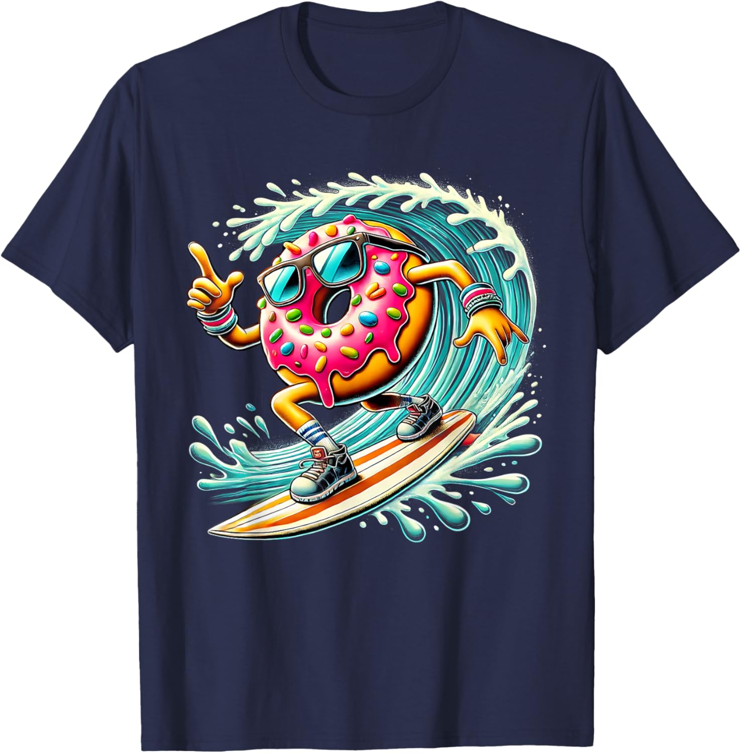 Donut Surfing T-Shirt for Surfboard Lovers - Fun Surf Style Apparel - 12