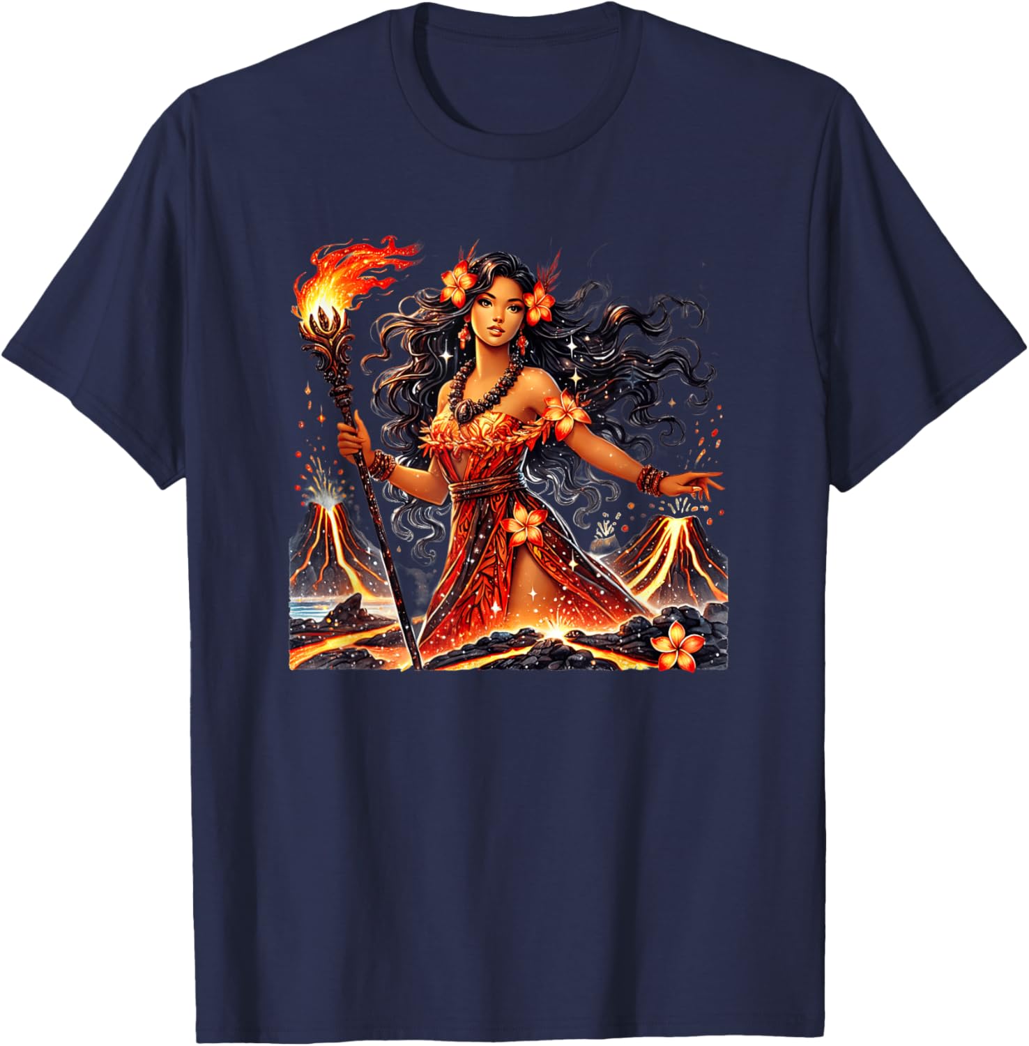 Hawaiian Goddess Pele Fire Transformation T-Shirt for Nature Lovers - 10
