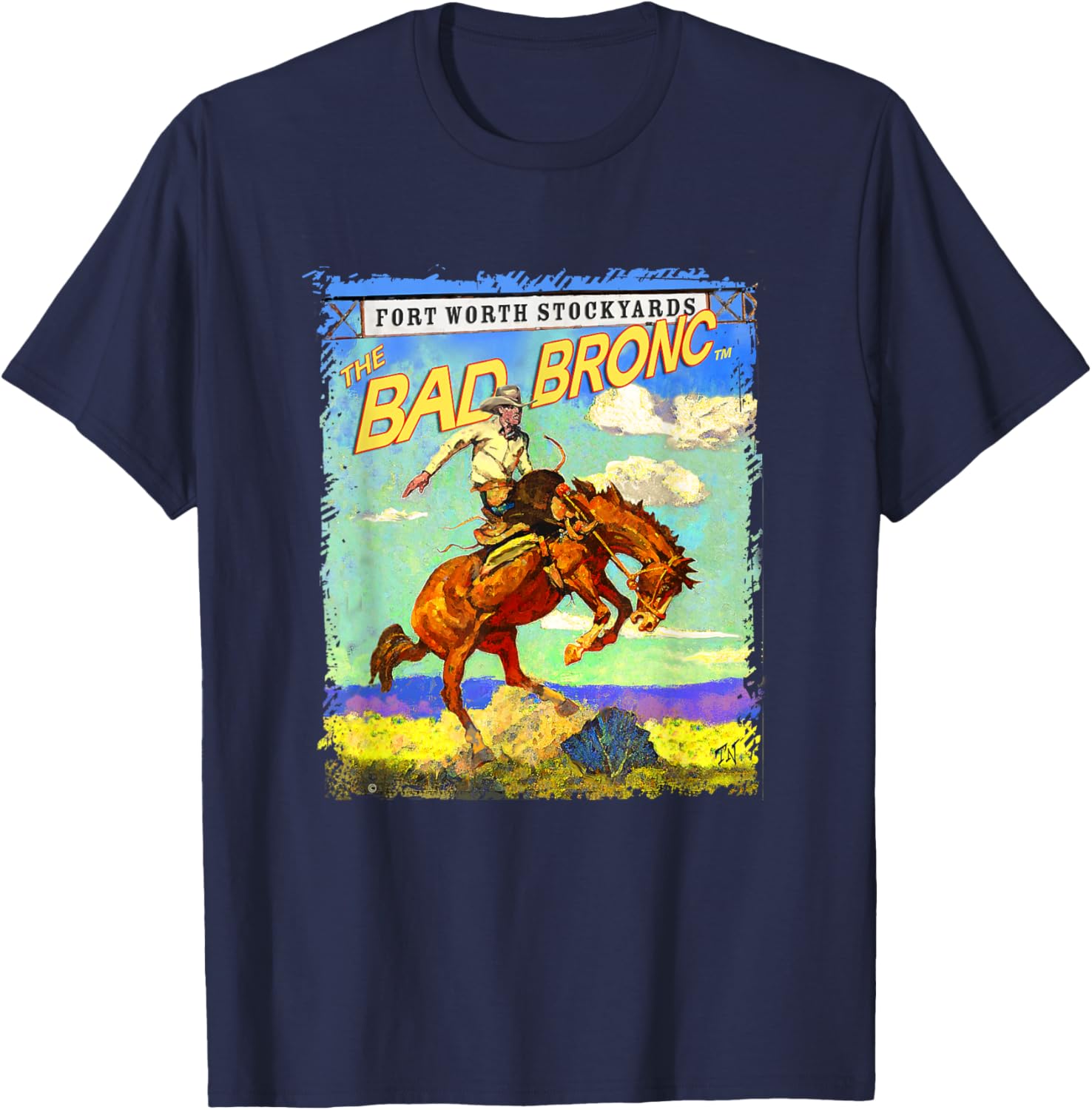 Painted Texas Sky Bronc T-Shirt for Stylish Western Apparel Lovers - 4