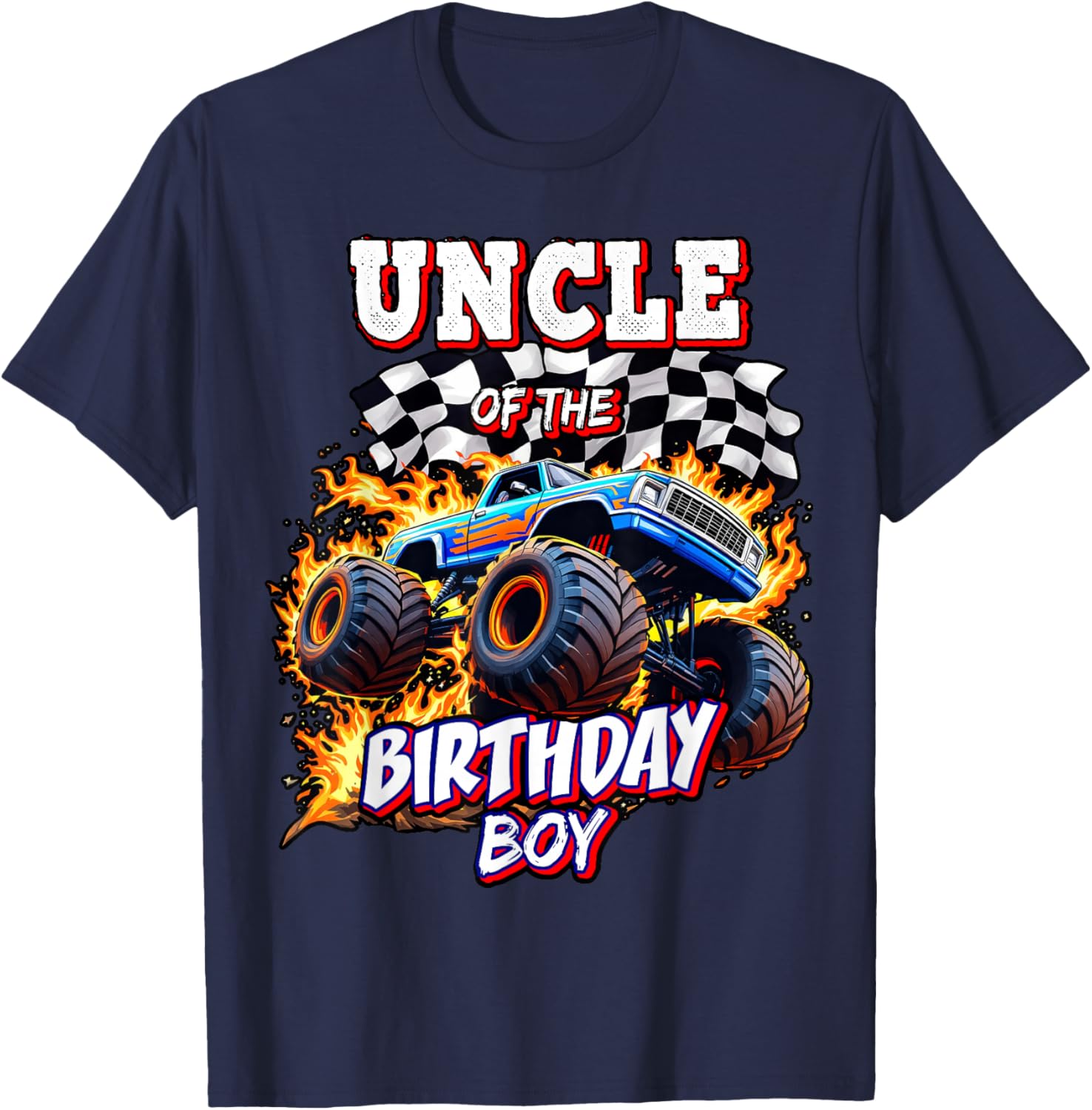 Uncle of the Birthday Boy Monster Truck Party T-Shirt for Fun Celebrations - 13