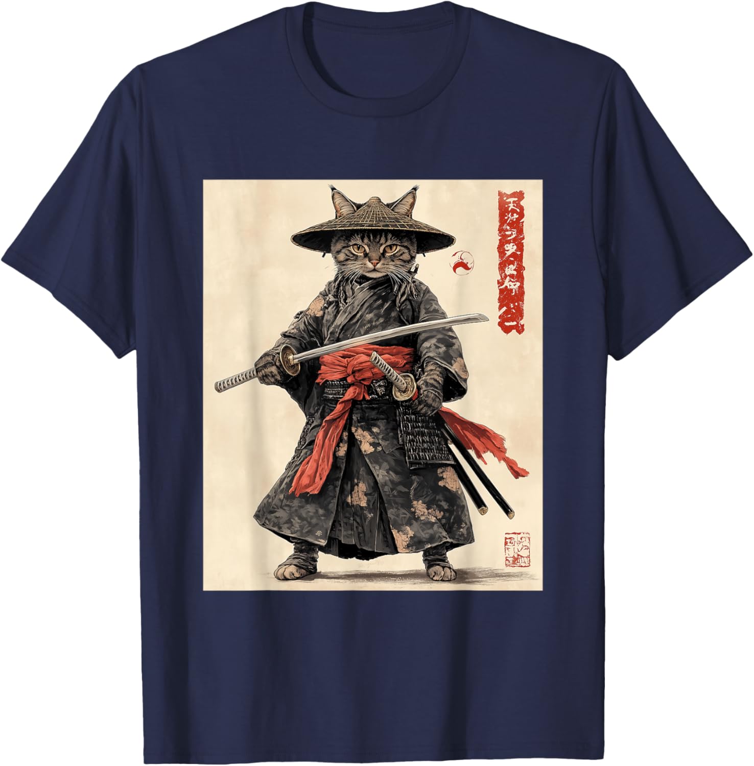 Samurai Cat T-Shirt - Japanese Warrior Graphic Tee for Cat Lovers - 2