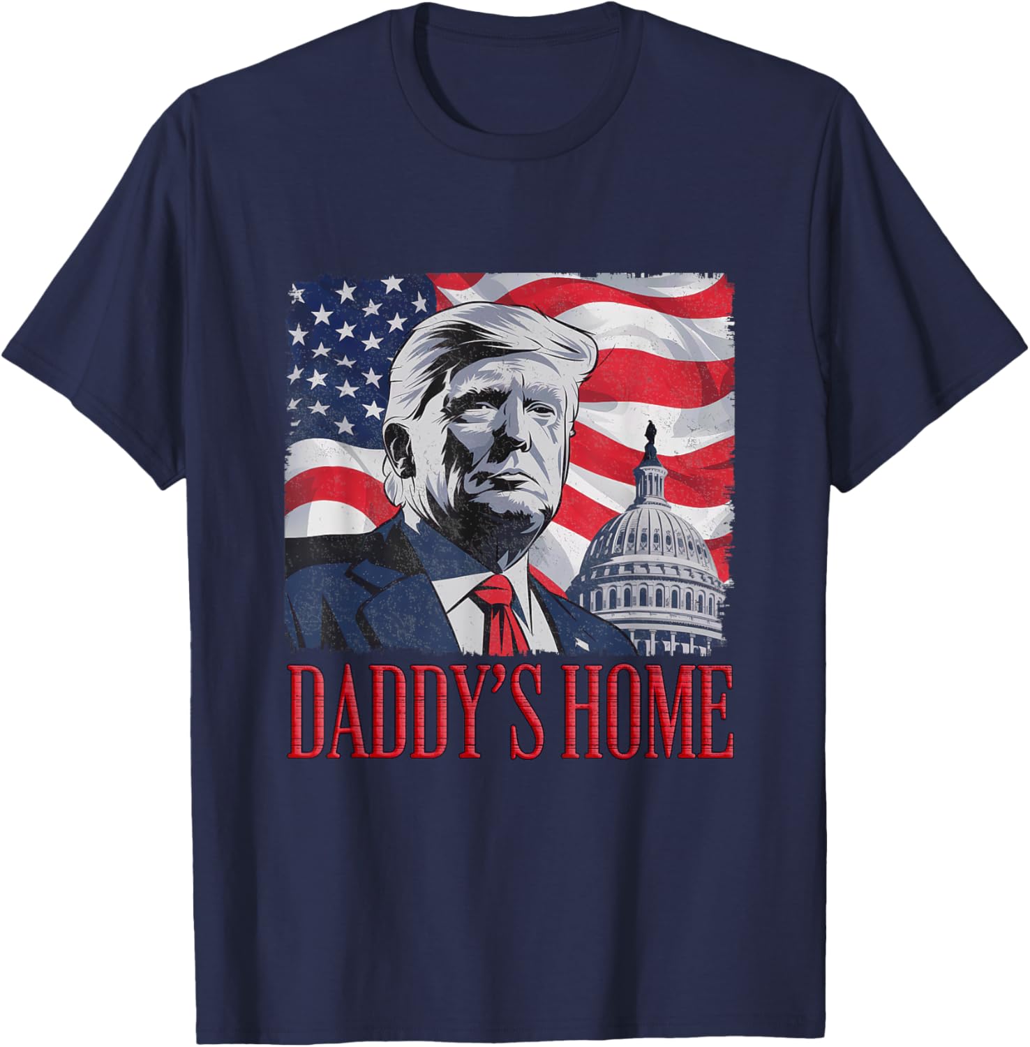 Daddy's Home Trump Tee - Unisex Black Cotton T-Shirt for Political Fans - 22