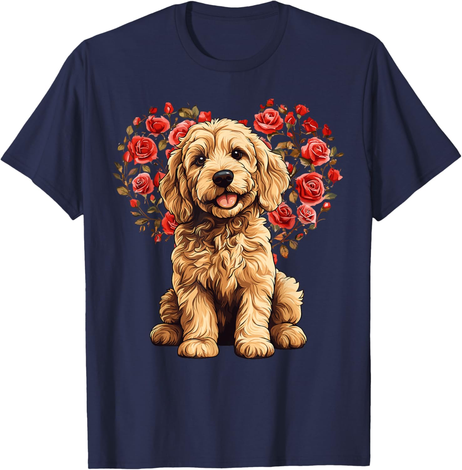 Goldendoodle Valentine’s Day Floral Heart T-Shirt for Dog Lovers - 9