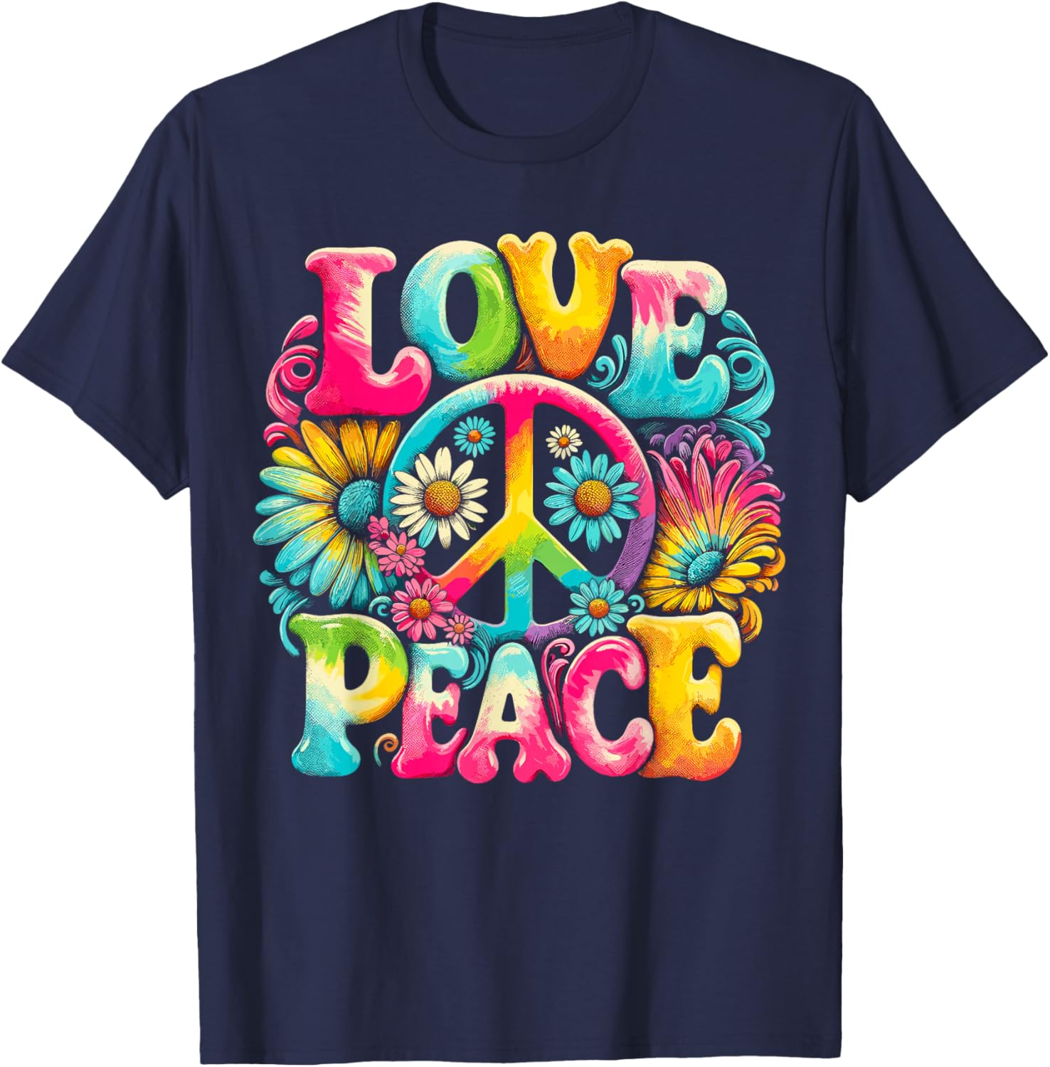 Hippie Tie Dye T-Shirt with Peace Sign and Love Design for Trendy Style - 9