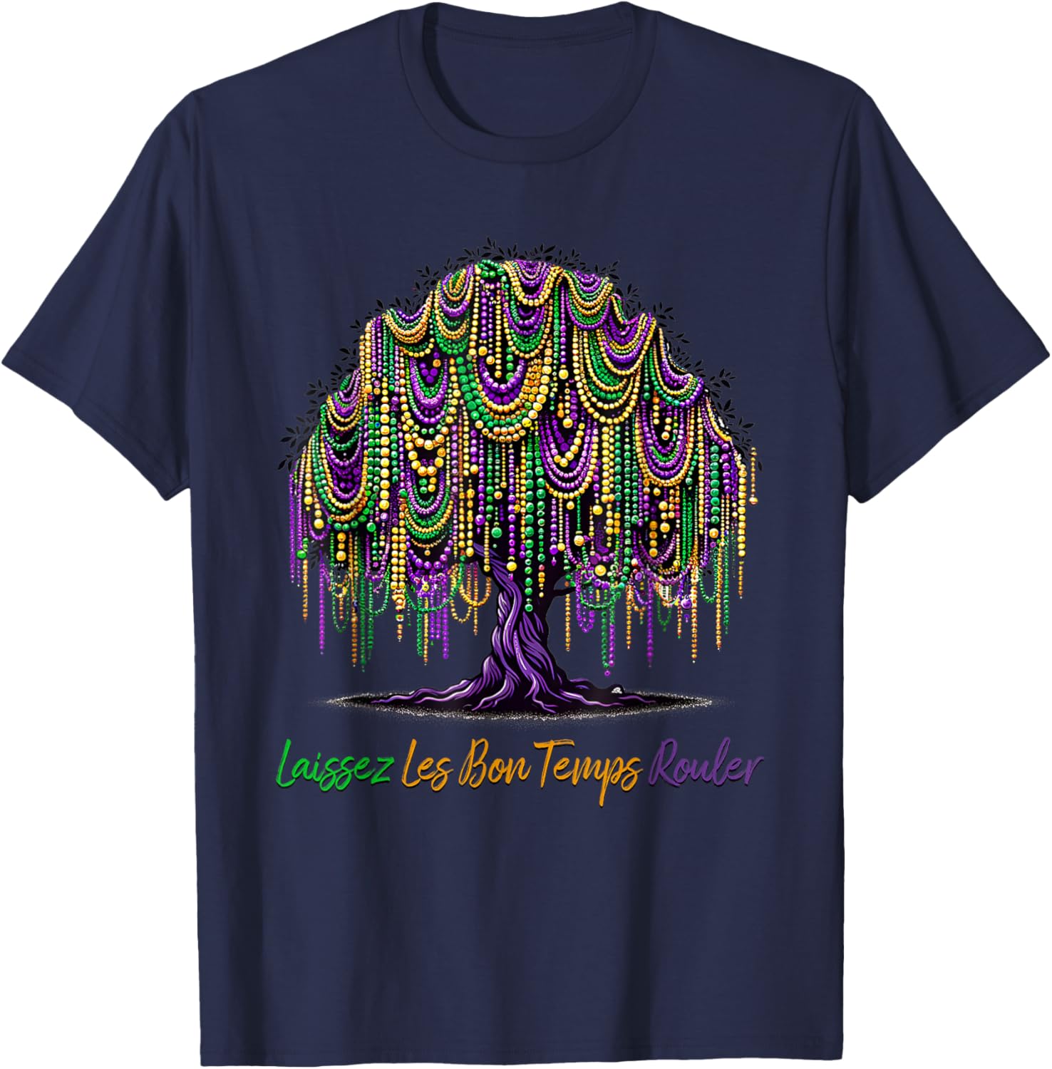 Laissez Les Bon Temps Rouler Mardi Gras Tree Beads T-Shirt for Festive Fun - 16