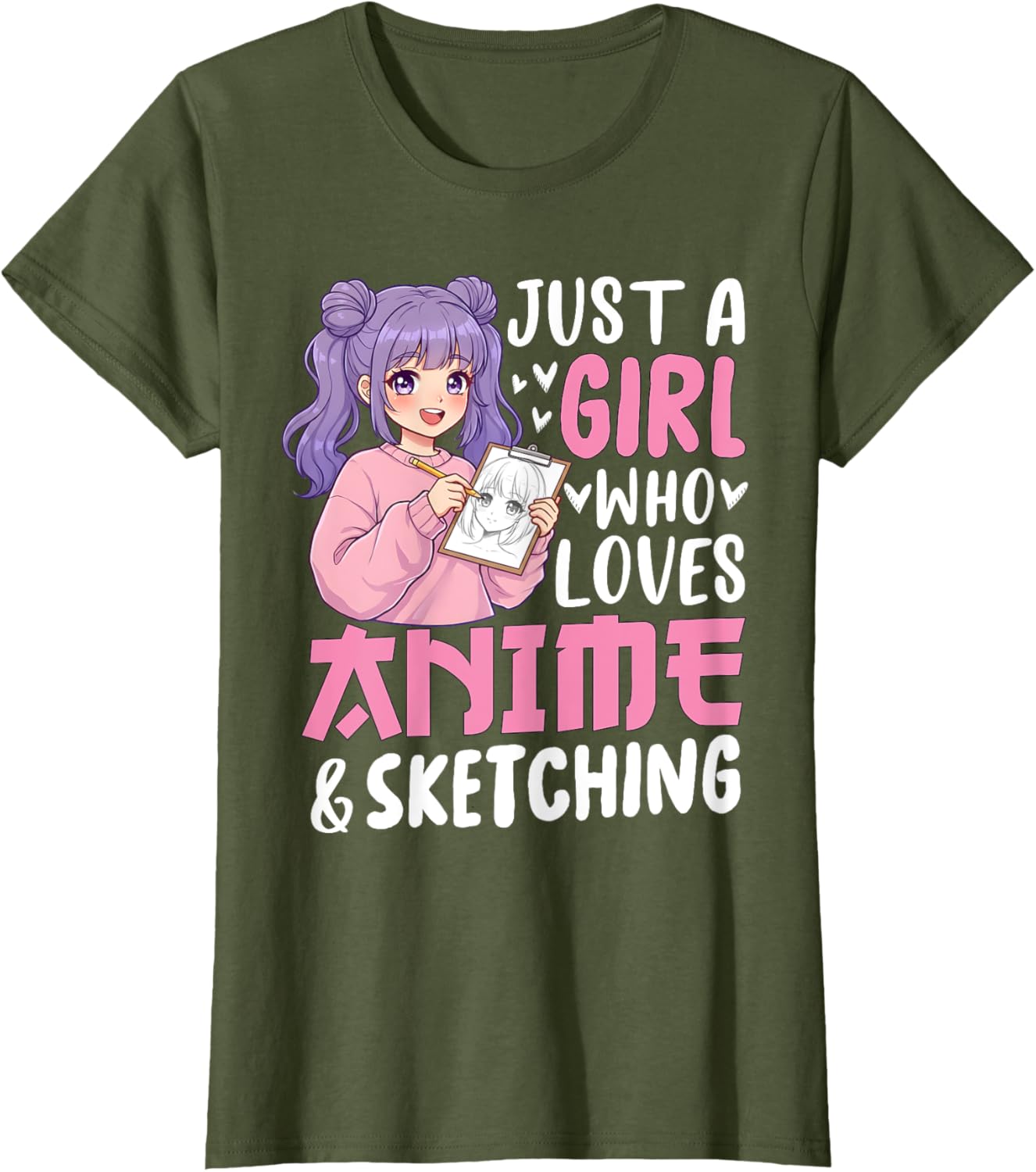 Cute Anime Lover Sketching T-Shirt for Girls - Perfect Gift Idea - 3
