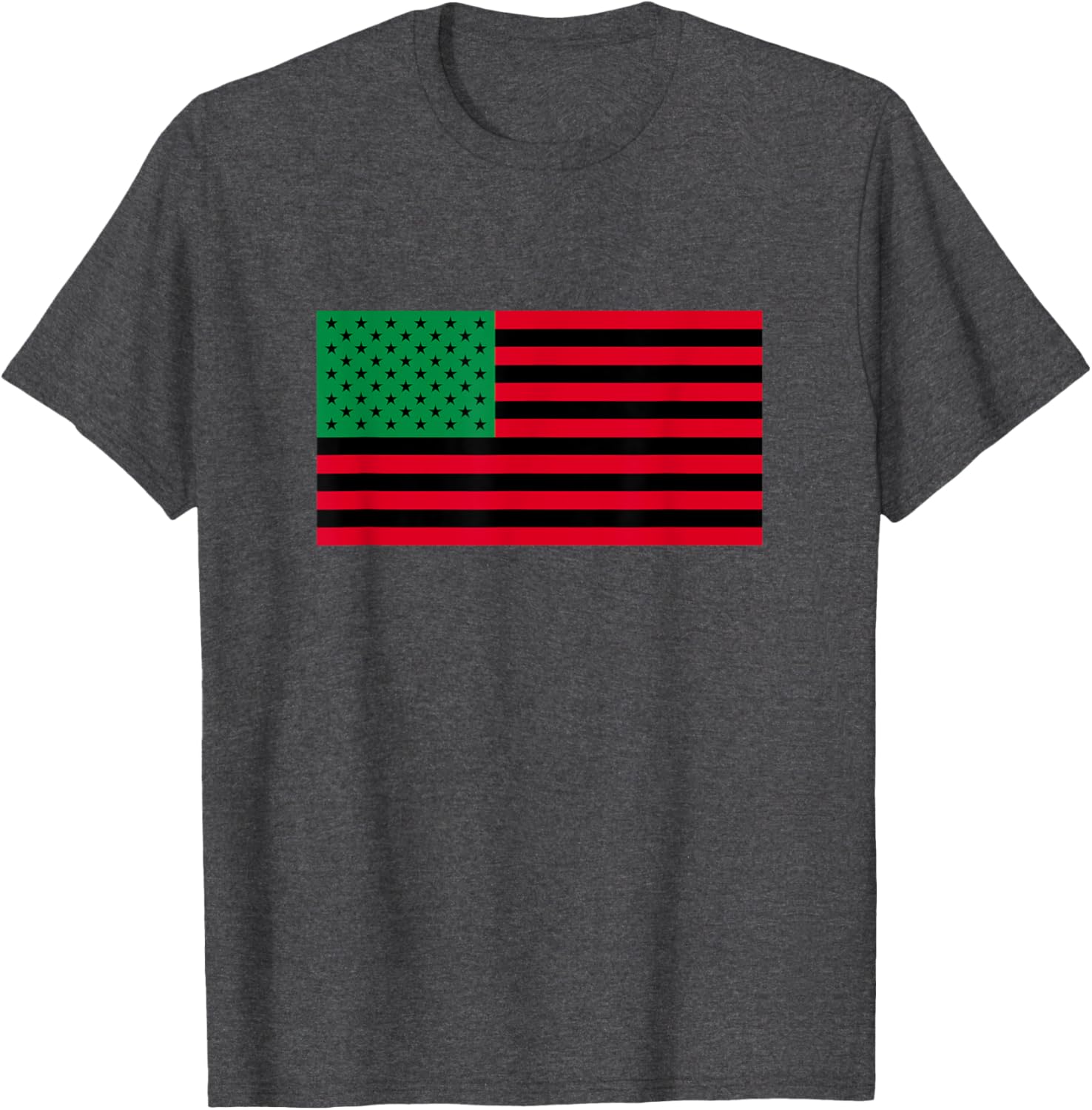 Stylish Black American Flag T-Shirt with Green and Red Accents for All - 4