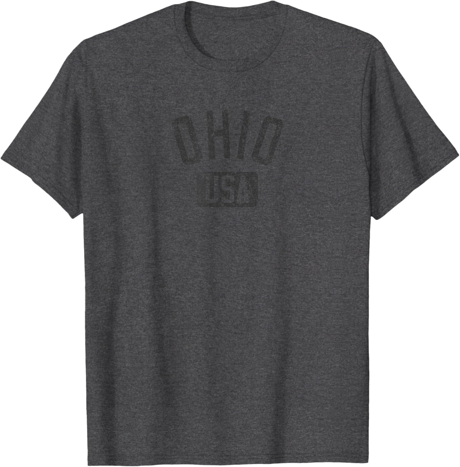 Ohio Arched Text Distressed Black Print T-Shirt for Casual Style Lovers - 15