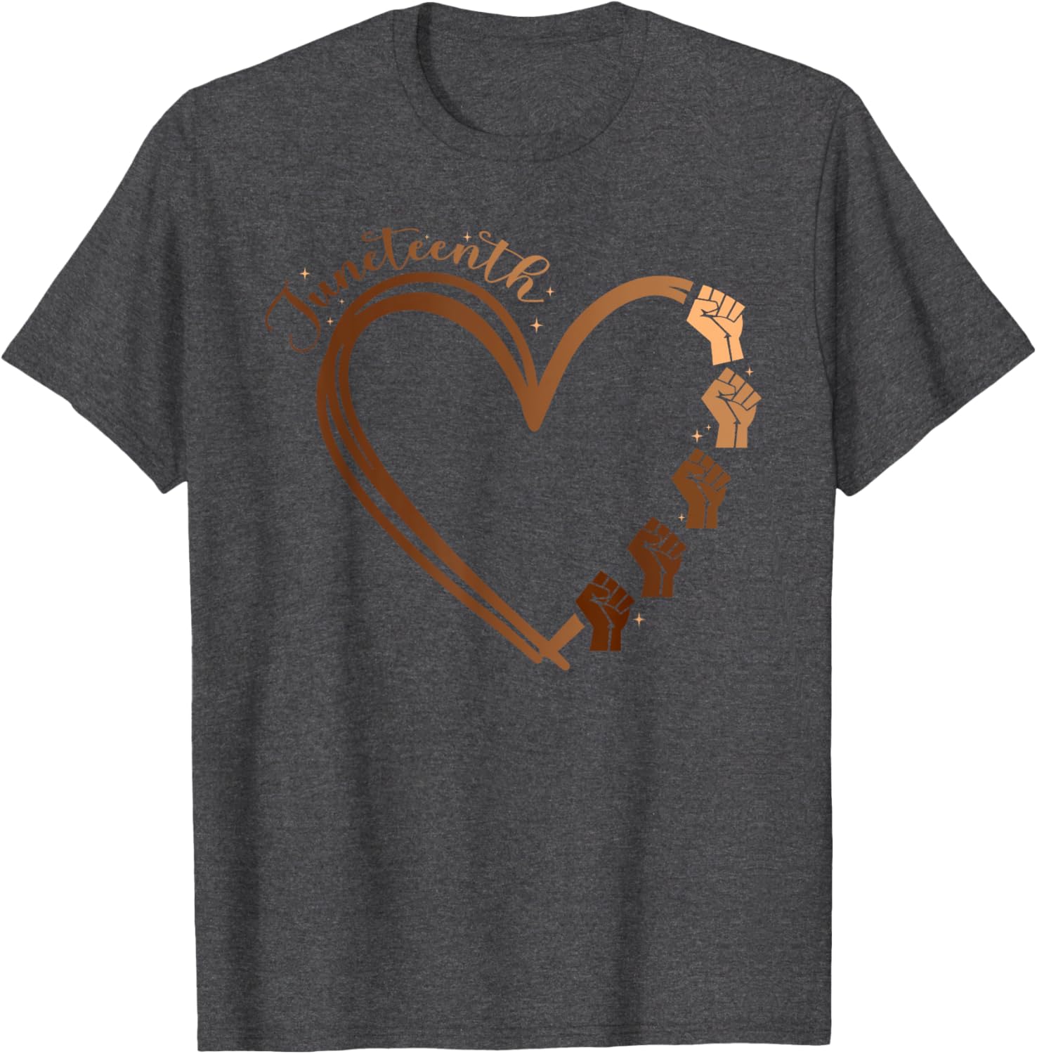 Juneteenth Heart Fist T-Shirt Celebrating Melanin and Black History Month - 12