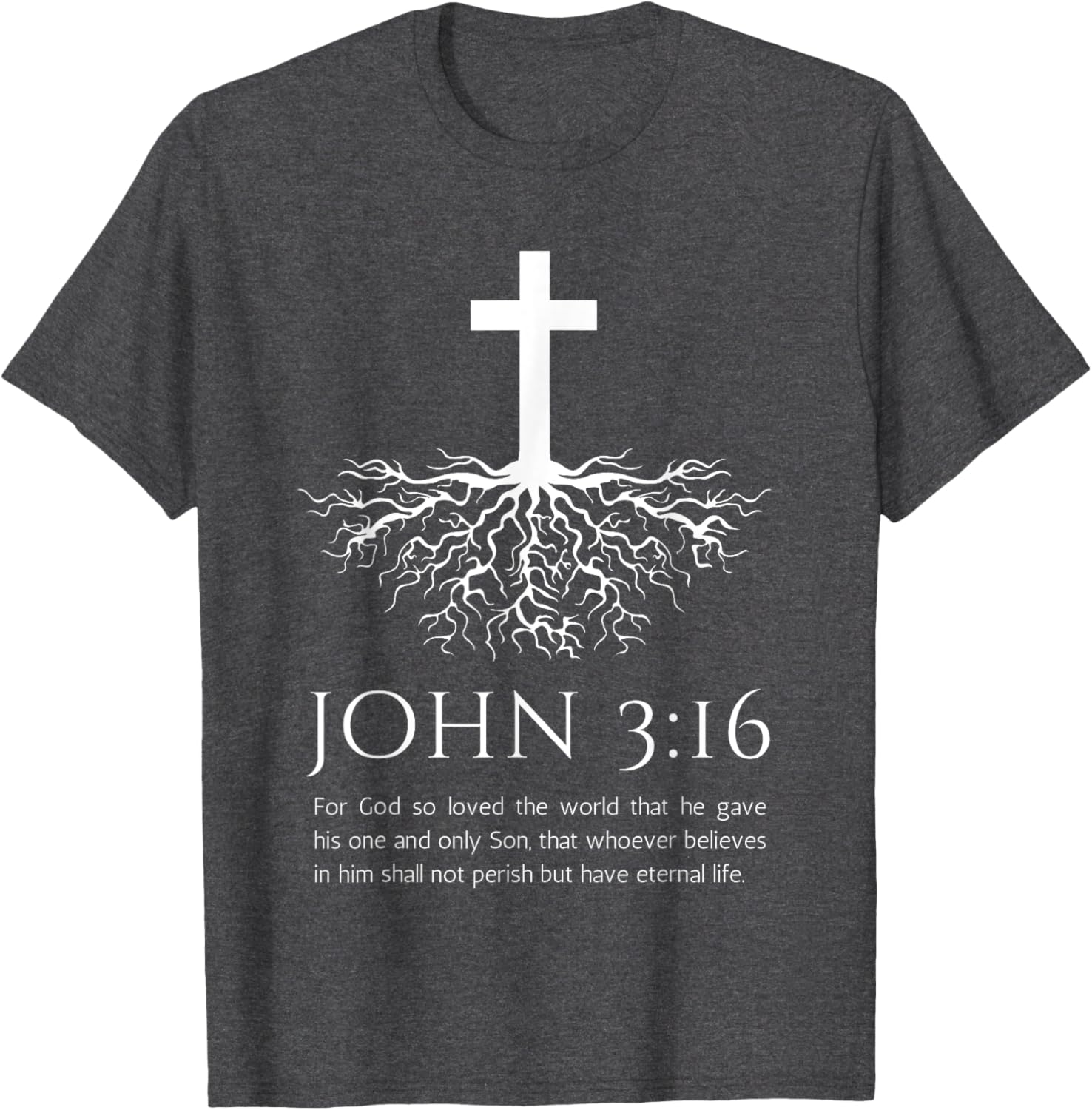 John 3:16 Jesus Cross T-Shirt with Tree Design - Christian Faith Apparel - 11