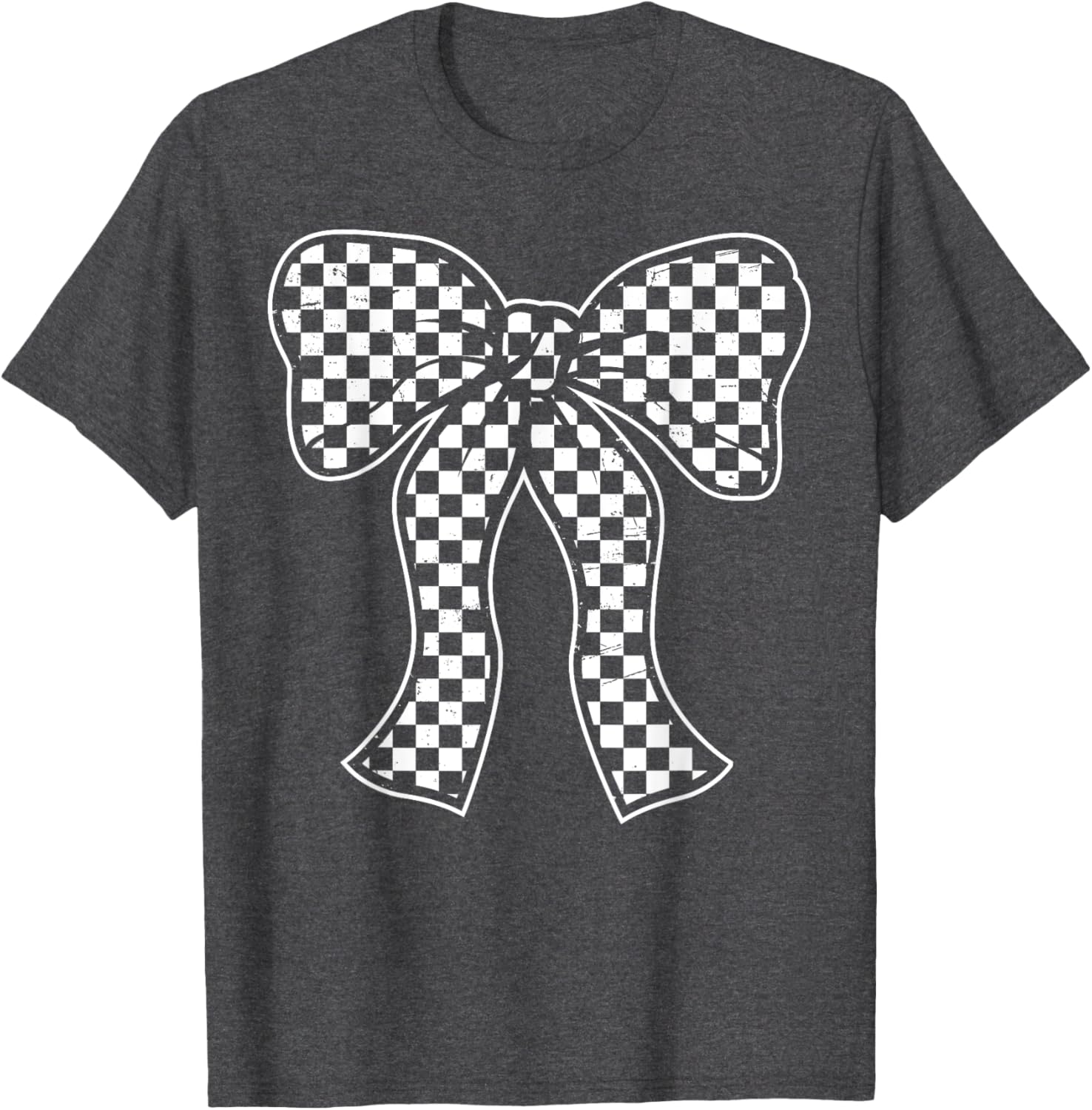 Cute Checkered Bow Flag T-Shirt for Women - Race Car Racing Style - 16