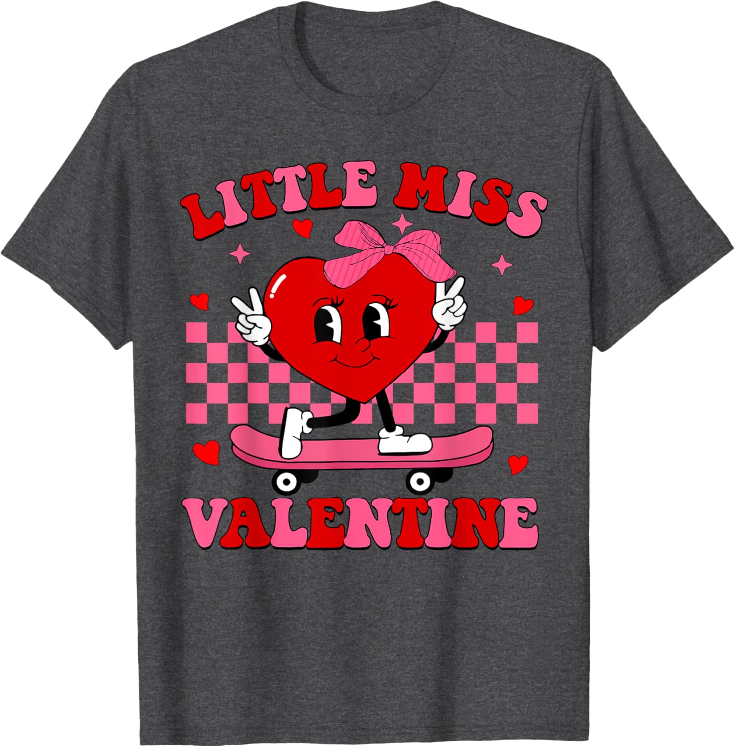 Little Miss Valentine Heart Skateboard T-Shirt for Fun-Loving Women - 23