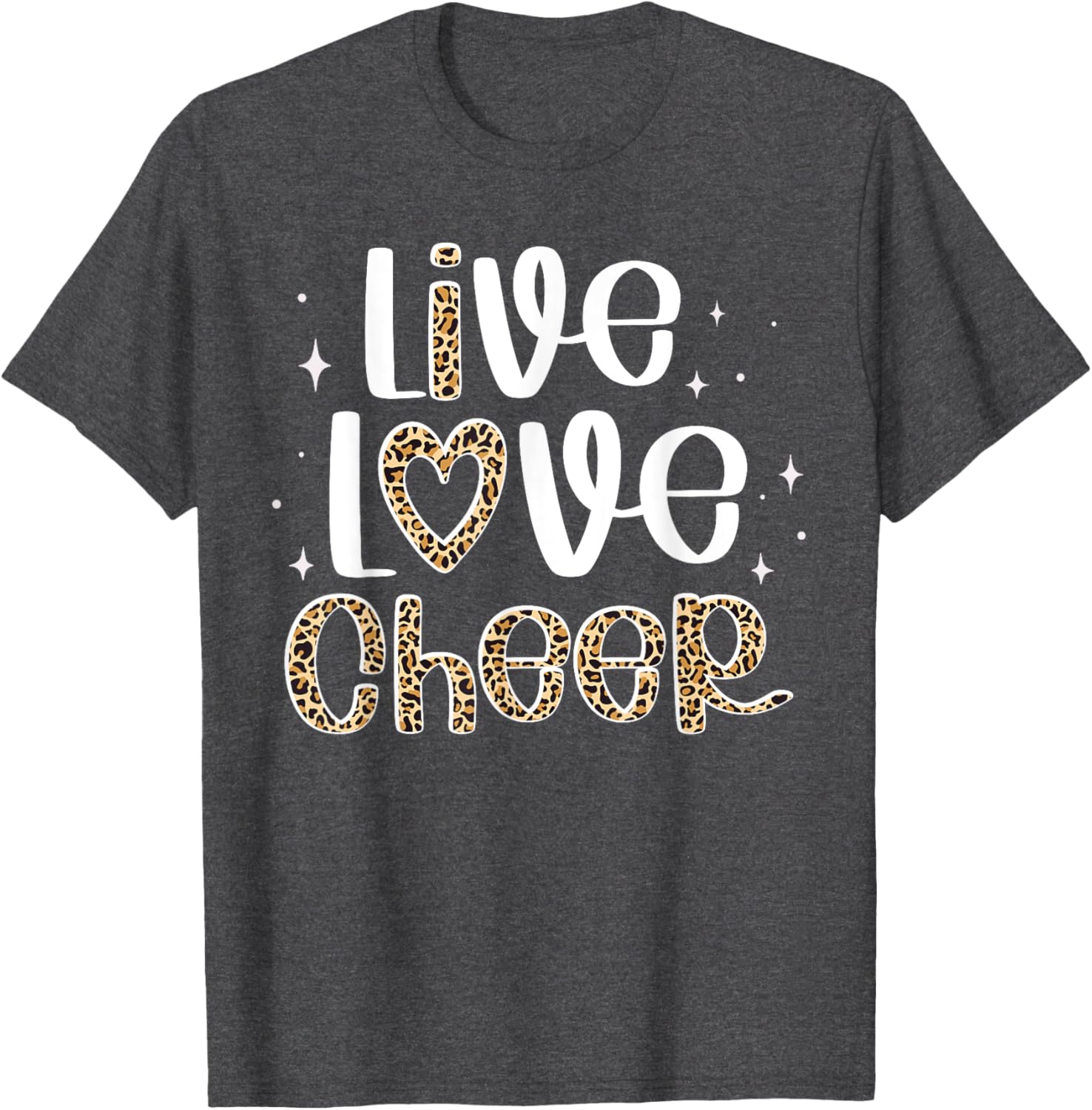 Cheerleader Live Love Cheer Leopard Print T-Shirt for Cheer Fans - 15