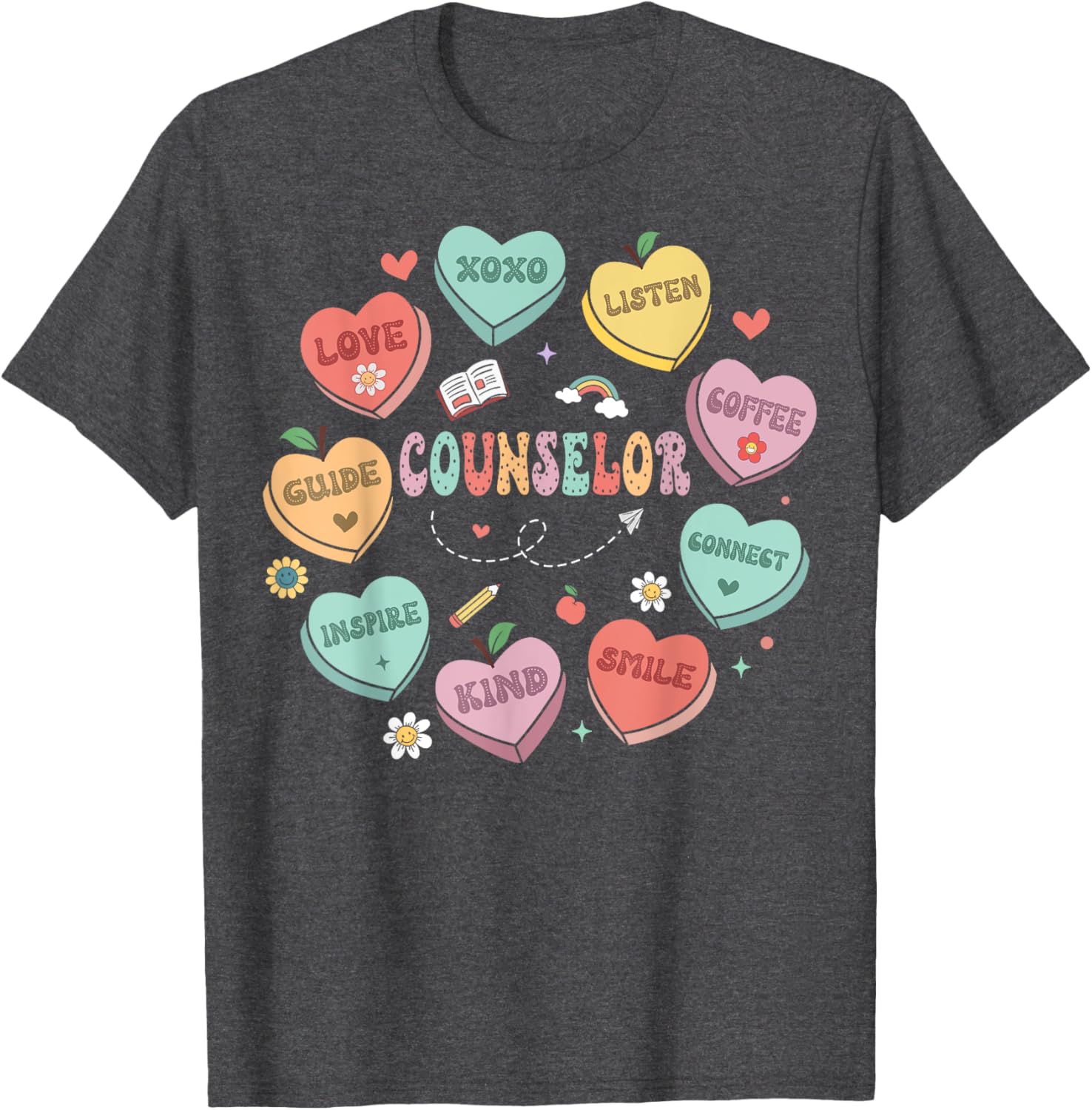 School Counselor Valentine's Day Conversation Hearts T-Shirt for Fun Celebrations - 5
