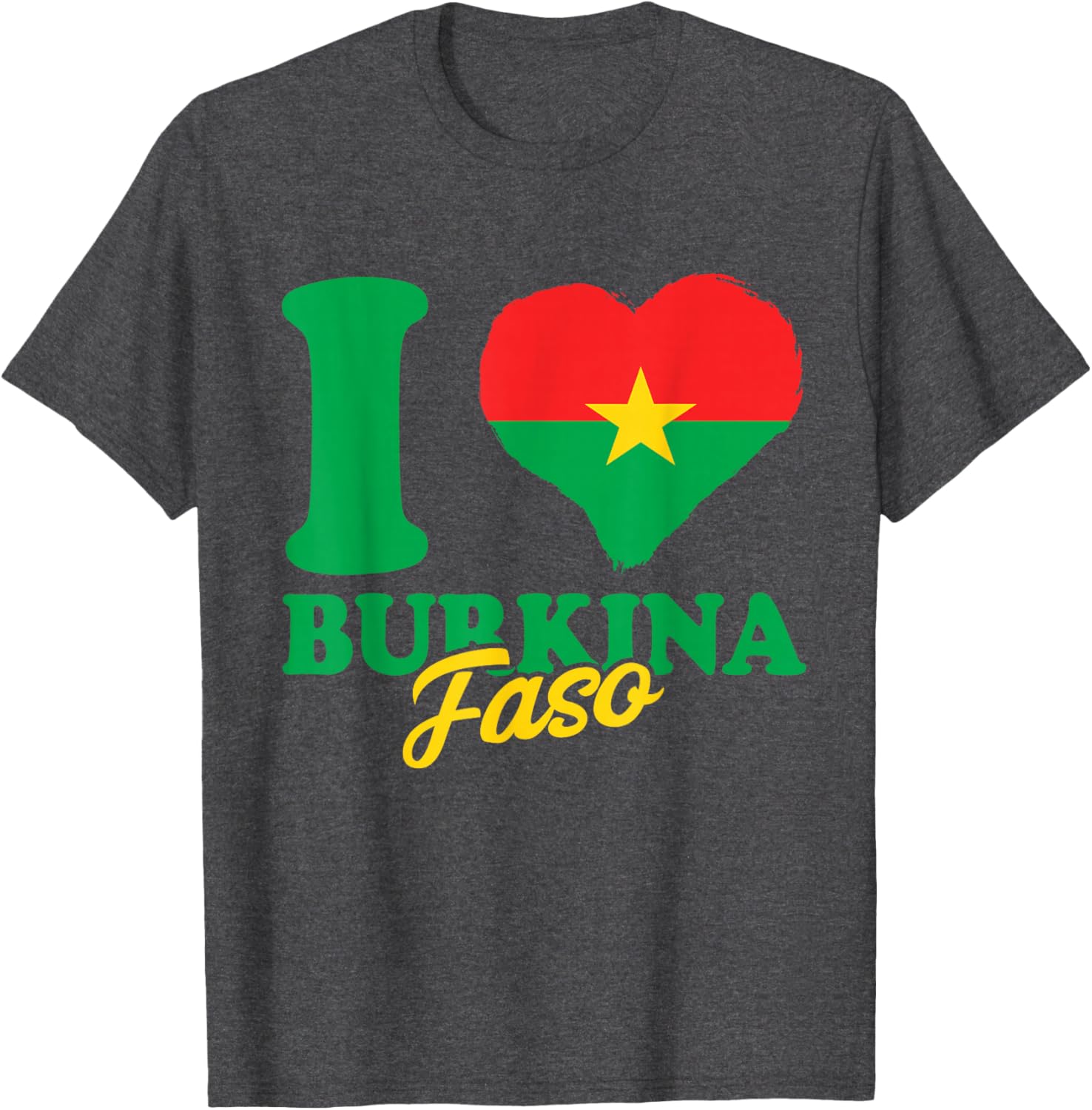 I Love Burkina Faso Heart T-Shirt with Burkina Faso Flag Design - 13