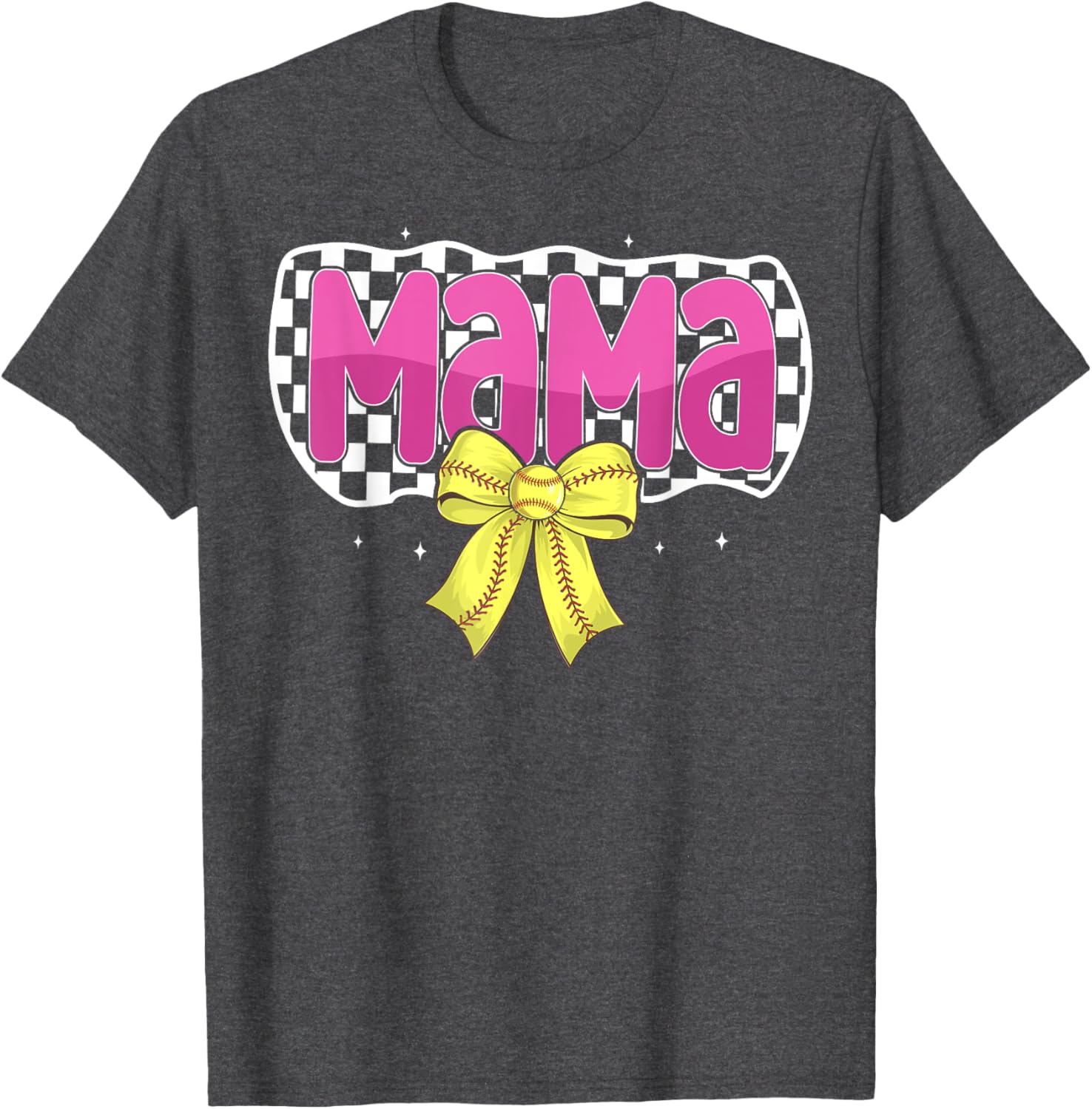 Softball Mom Coquette Bow Checkered Sport T-Shirt for Proud Mama - 9