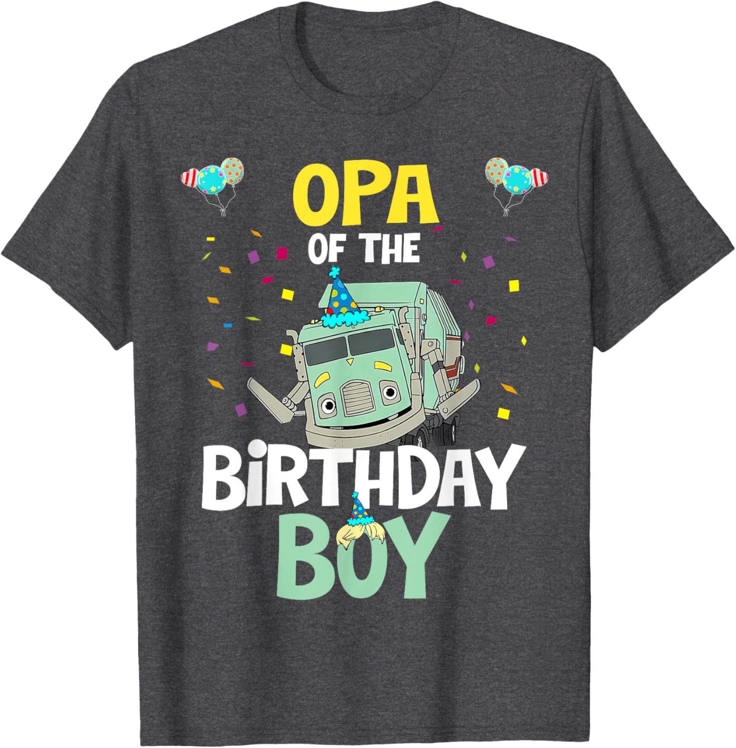 Opa Of The Birthday Boy Garbage Truck Recycling T-Shirt for Kids - 12
