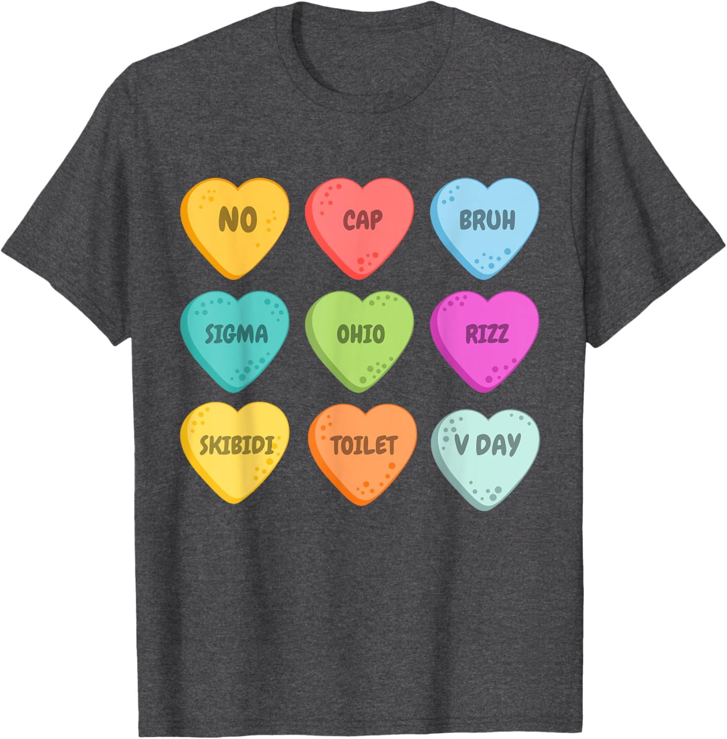 Skibidi Valentine's Day Rizz Candy Heart T-Shirt for Groovy Love Vibes - 5