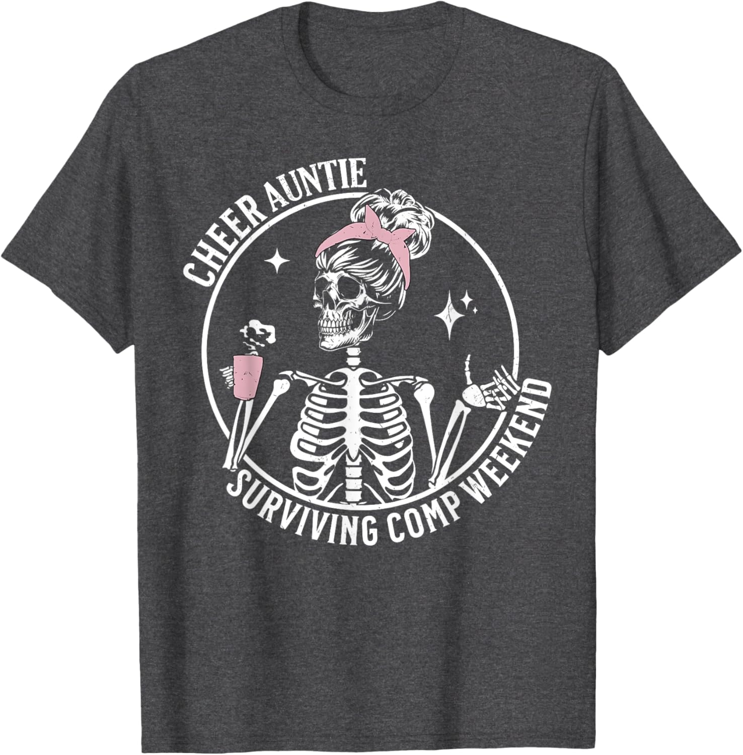 Skeleton Coffee Cheer Auntie T-Shirt for Weekend Fun and Style - 2