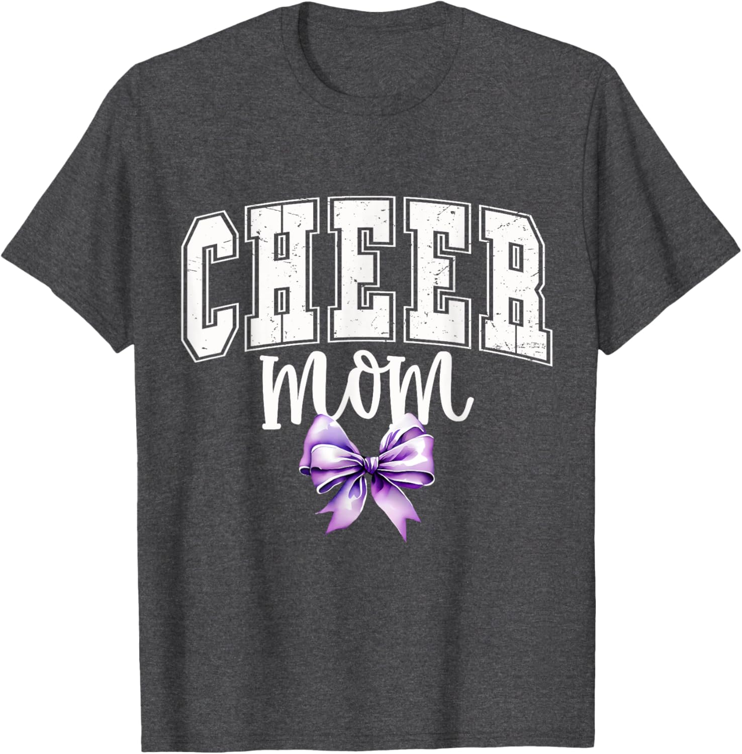 Cheer MOM Coquette Purple Bow Cheerleader T-Shirt for Supportive Moms - 2