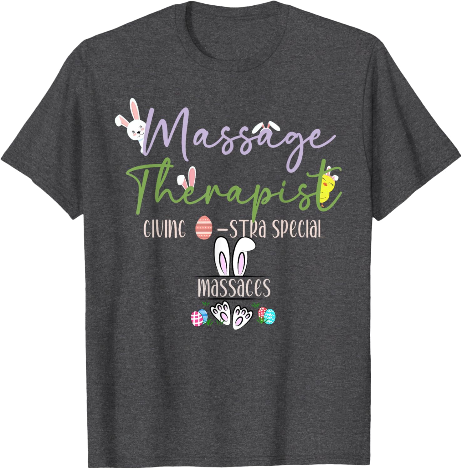 Cute Easter Bunny Massage Therapist T-Shirt for LMTs and Masseuses - 14