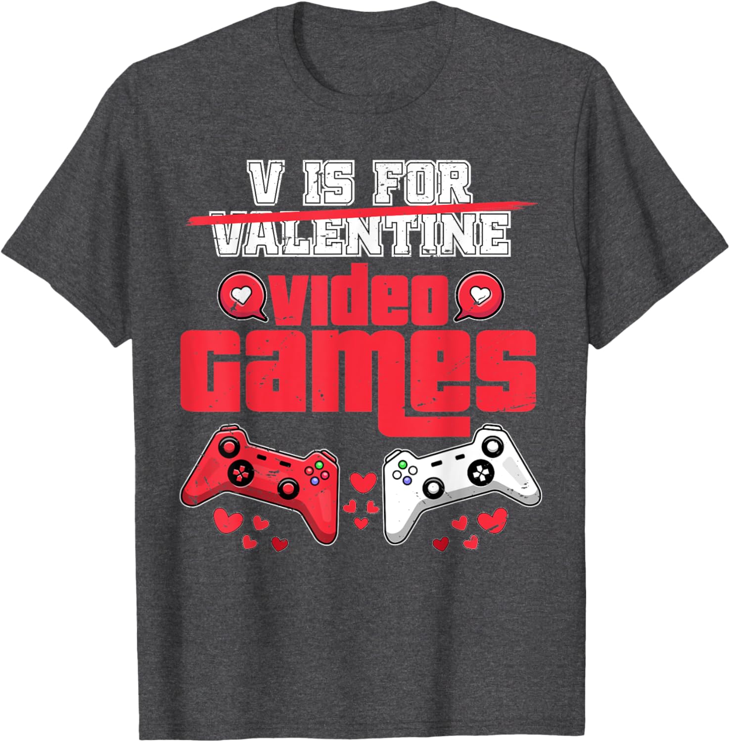 V Is For Video Games Men's Valentine's Day T-Shirt for Gamers - 15