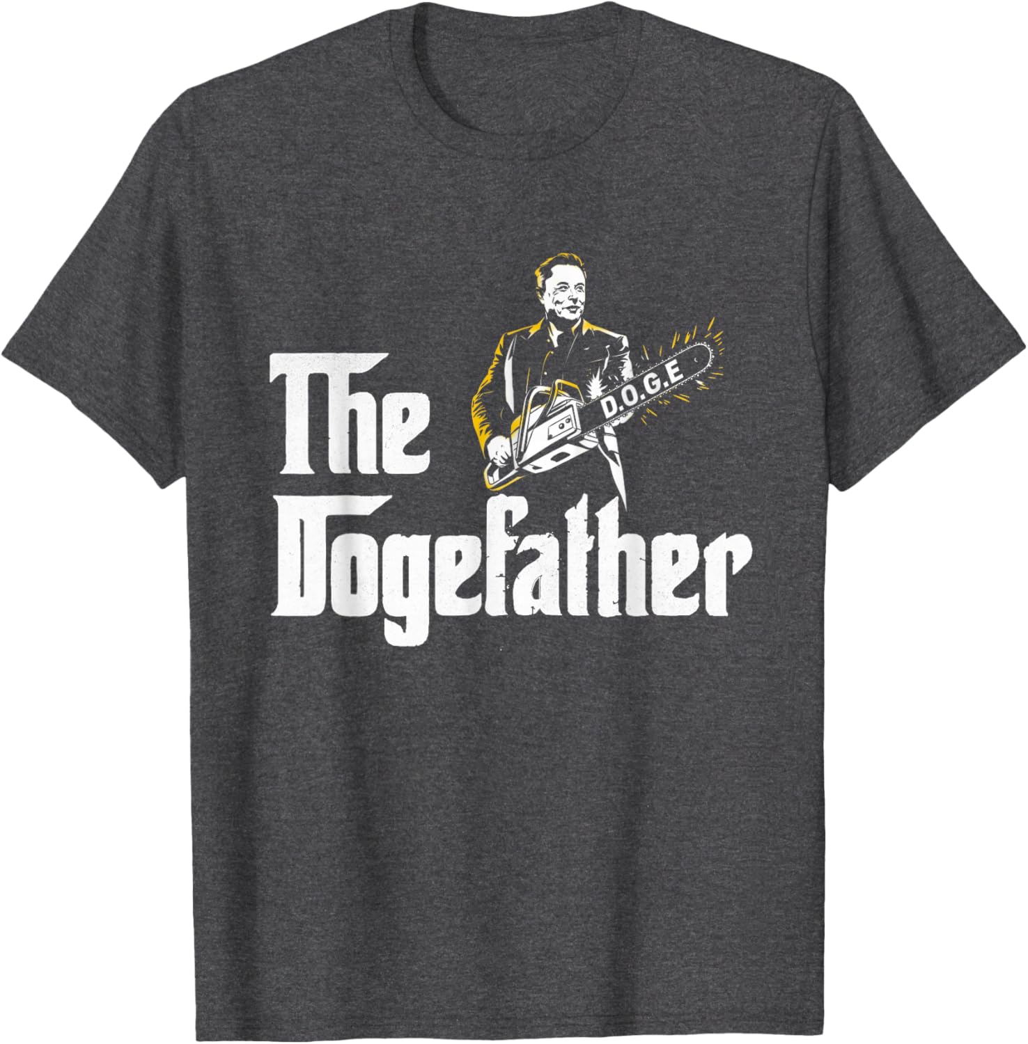 Funny DOGE D.O.G.E Father's Day T-Shirt with Chainsaw Design for Men - 3
