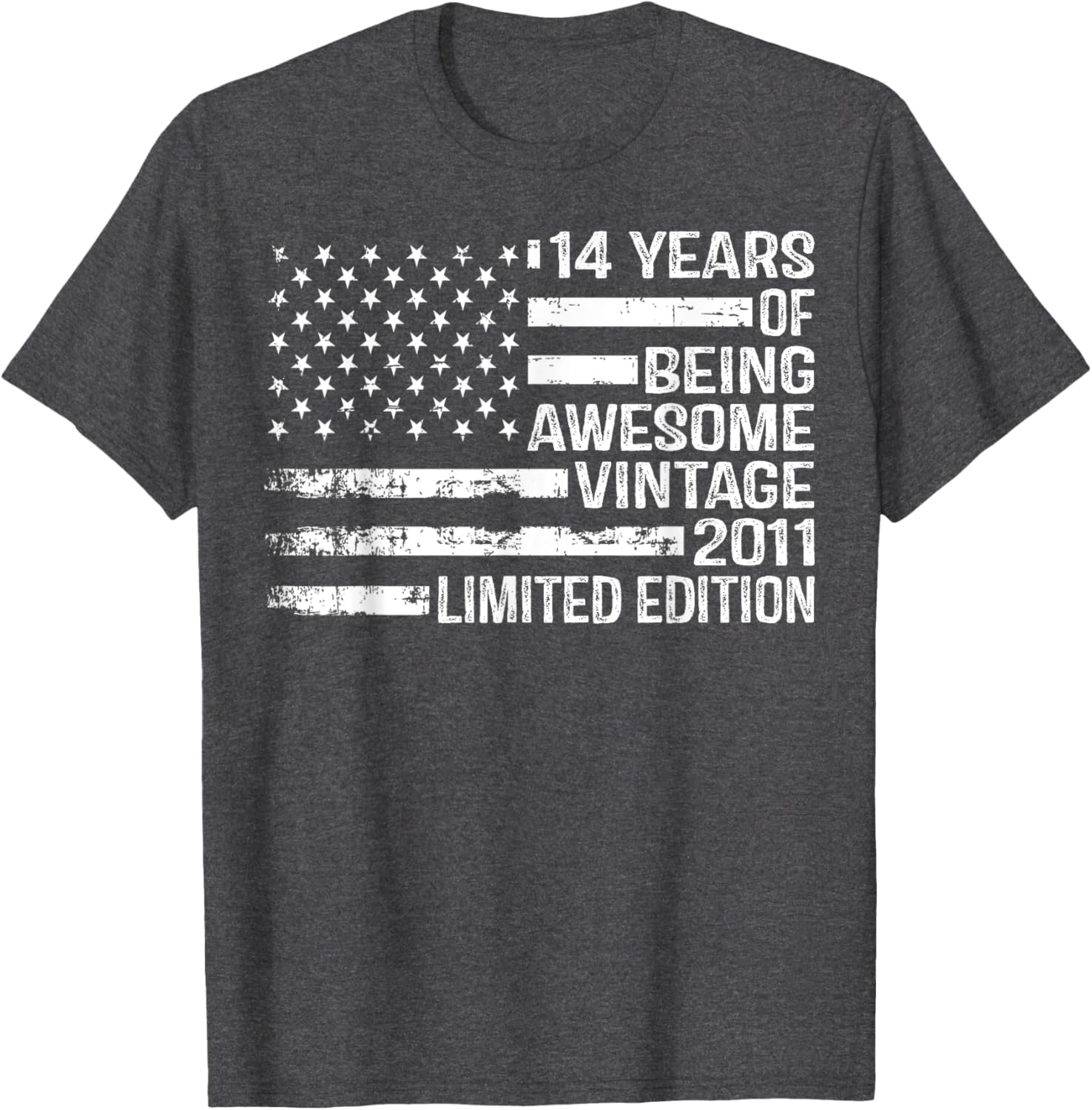 Vintage American Flag T-Shirt for 14th Birthday Celebration - 14 Years Old - 1
