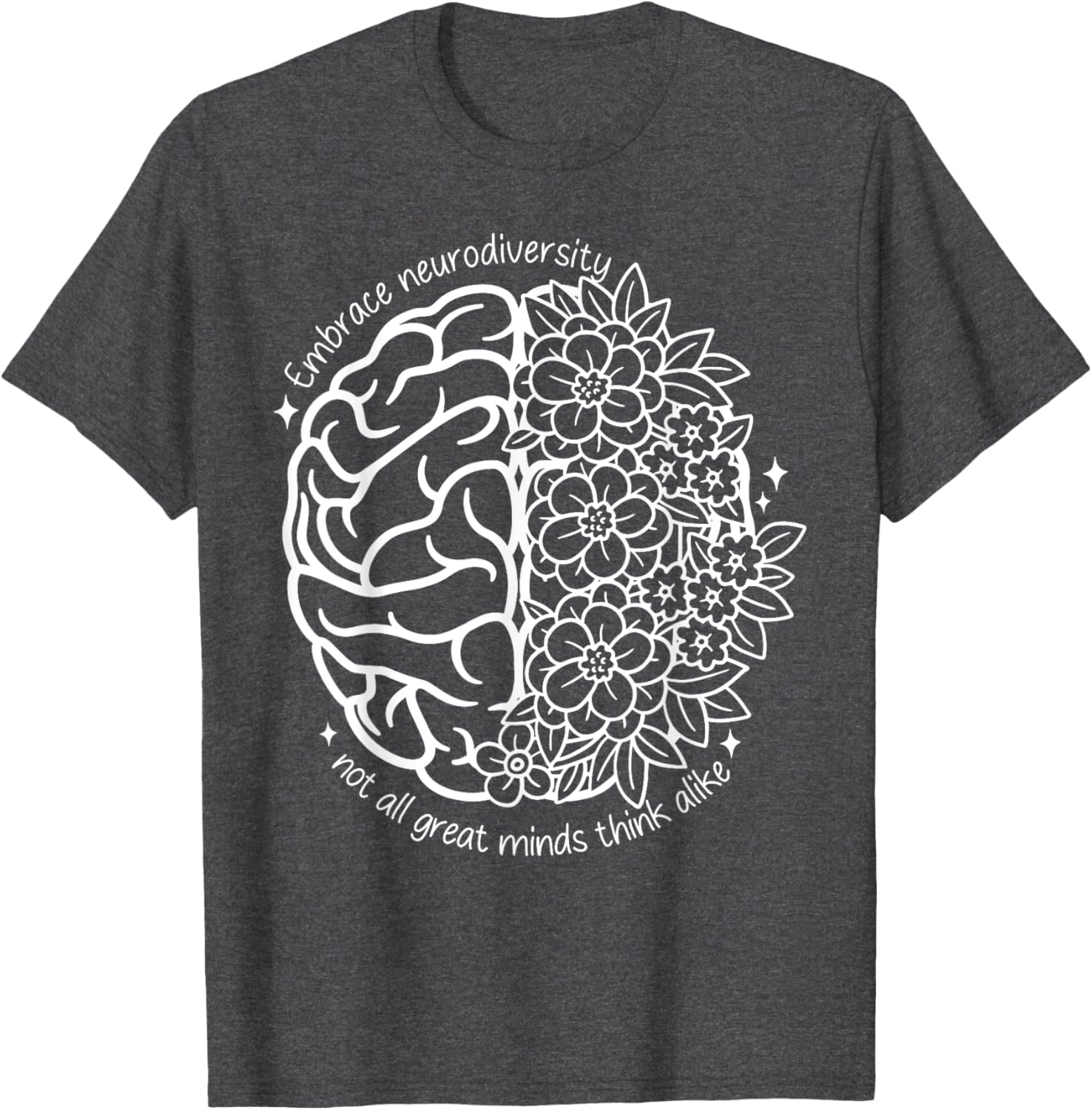 Embrace Neurodiversity Autism Awareness Brain Flower Support T-Shirt - 19