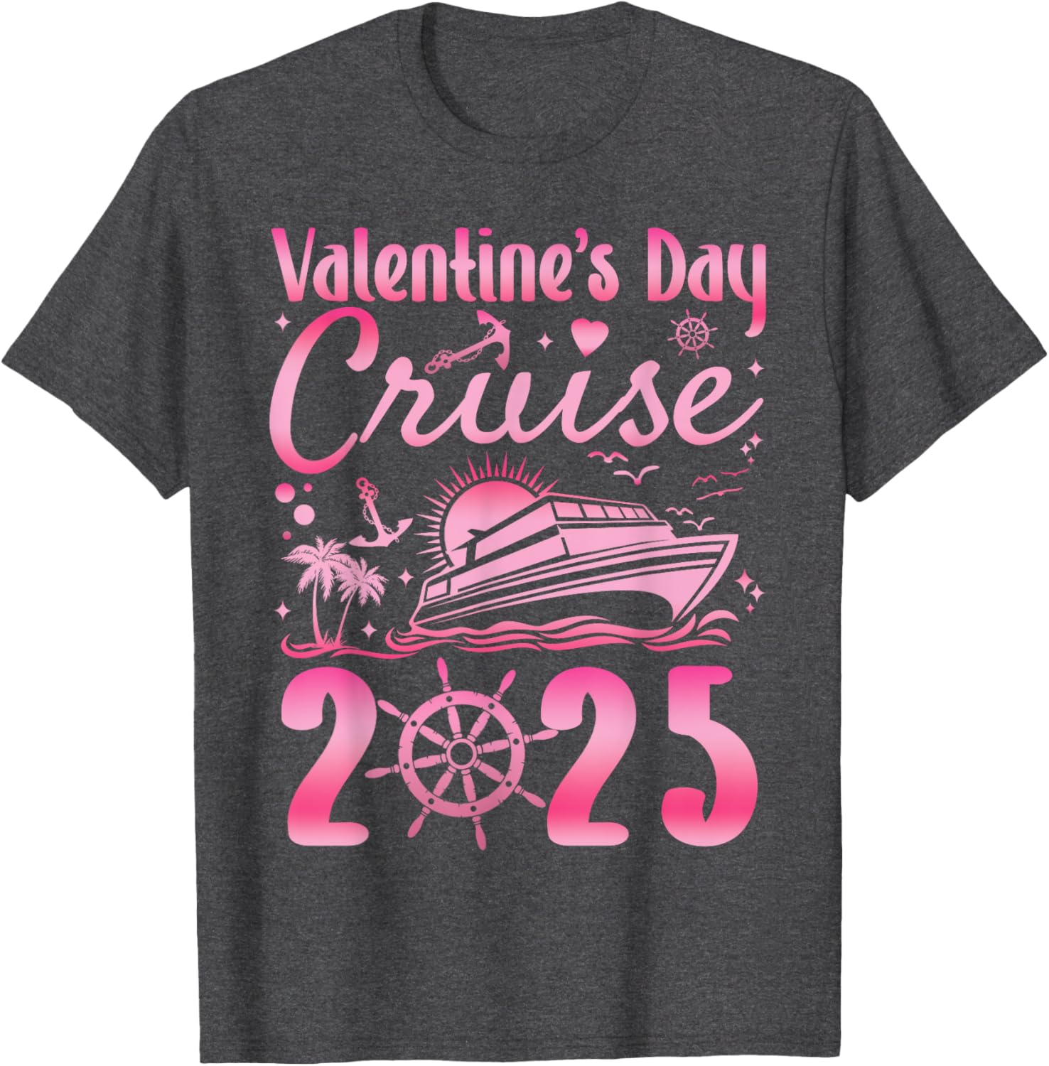 Romantic Valentine's Day Couples Family Cruise T-Shirt 2025 Getaway - 8