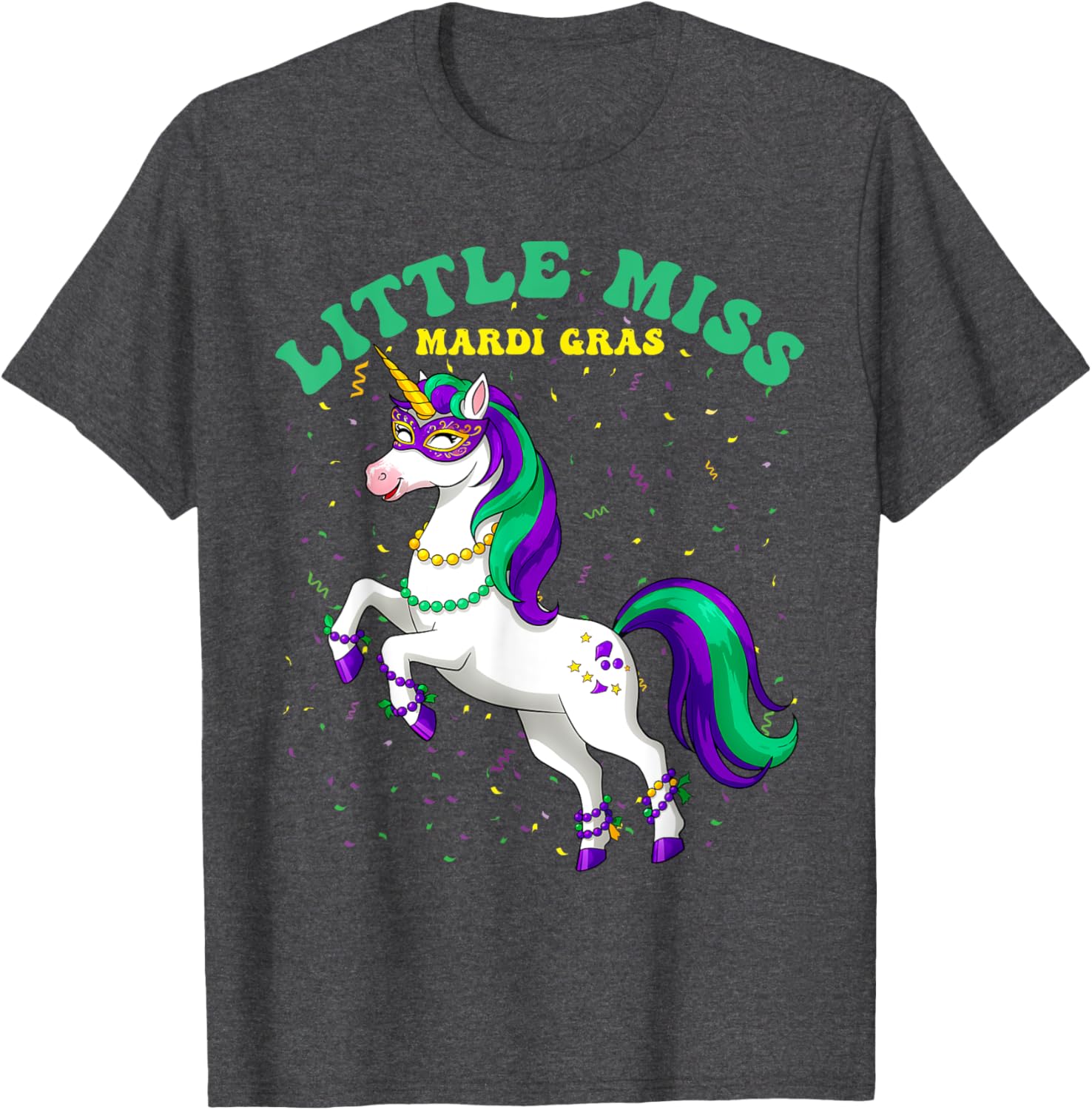 Little Miss Mardi Gras Unicorn T-Shirt for Women and Girls - 1
