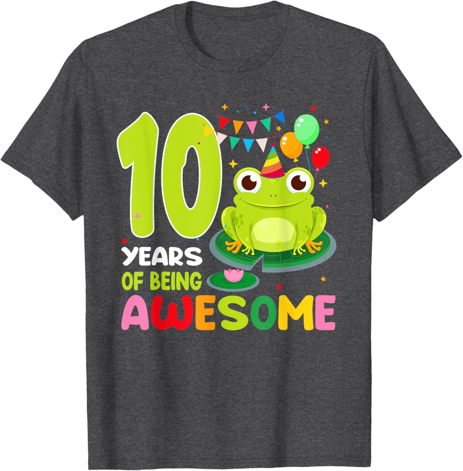 10th Birthday Frog Lover T-Shirt Celebrating 10 Years of Awesome Fun - 16