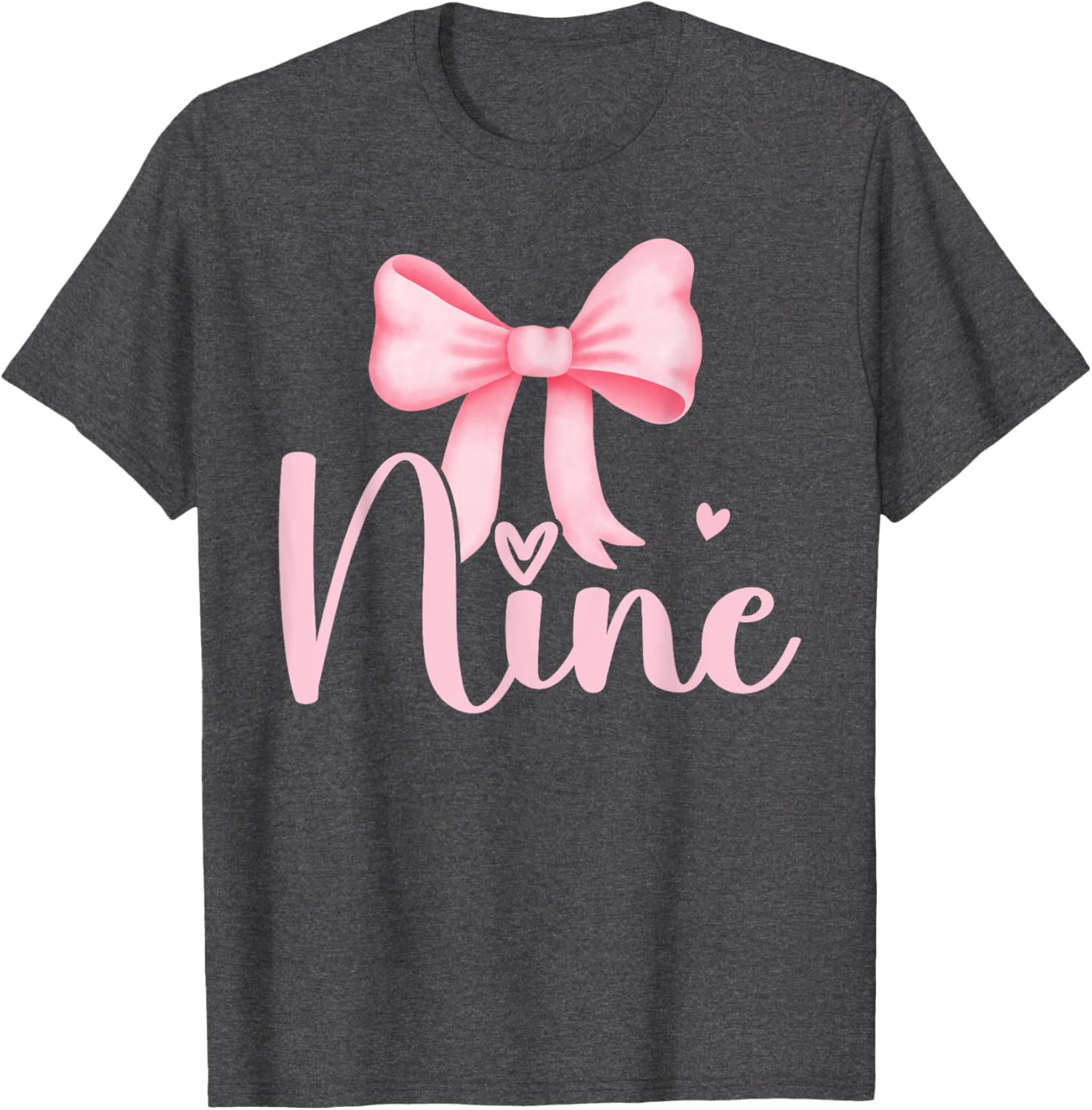 Adorable Birthday Girl Pink Coquette Bow T-Shirt for 9 Year Olds - 11