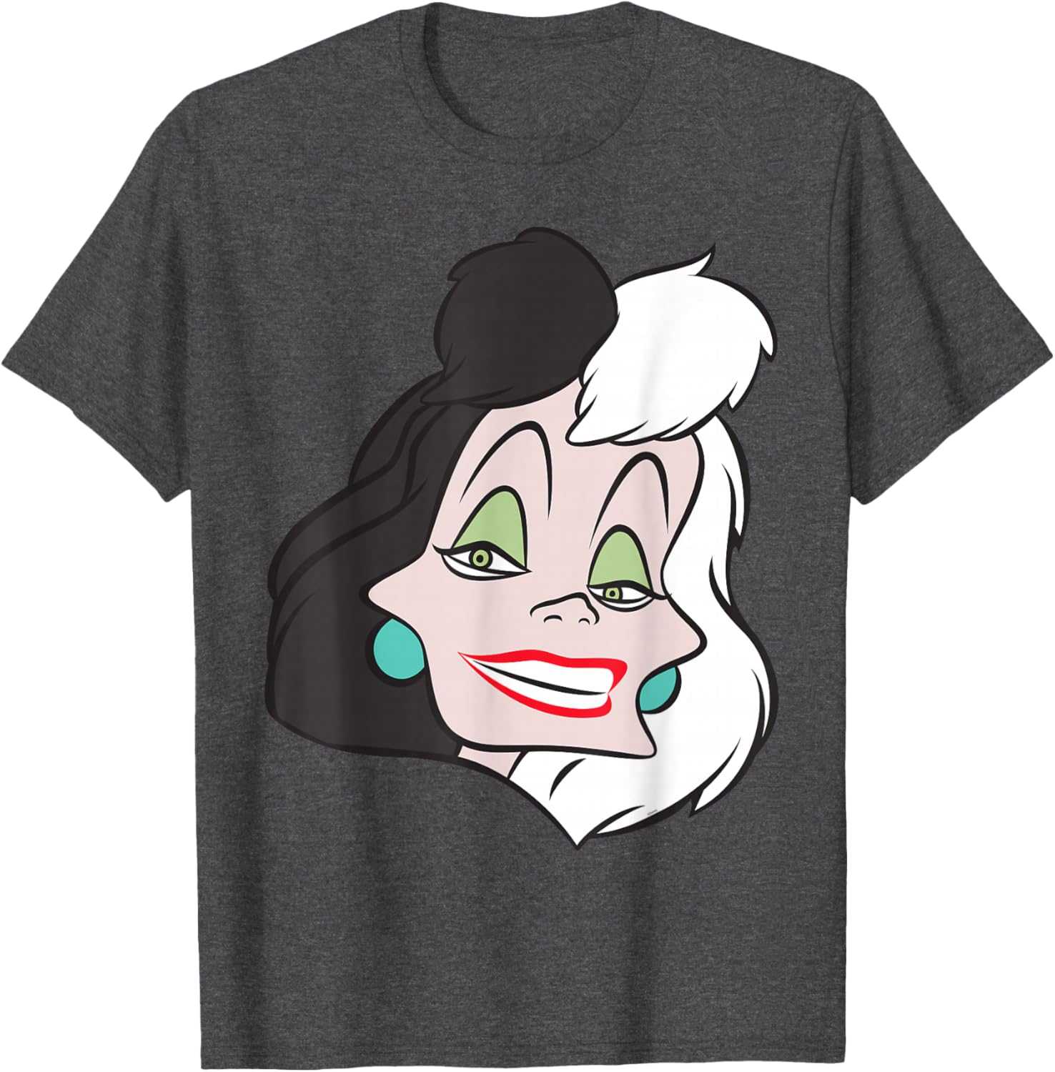Fashionable Cruella De Vil Big Face T-Shirt for Disney Villains Fans - 26