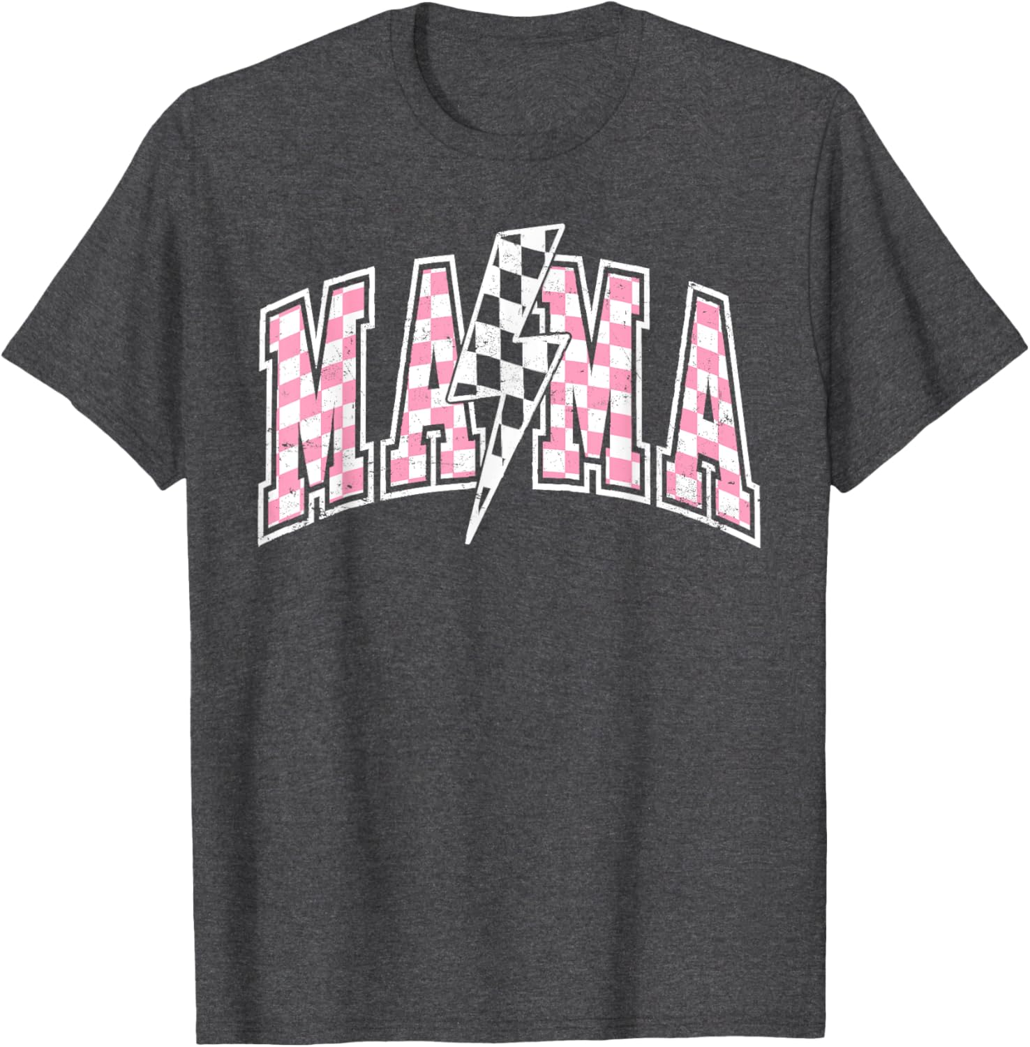 Mama Lightning Bolt Checkered Mom T-Shirt for Stylish Moms - 1