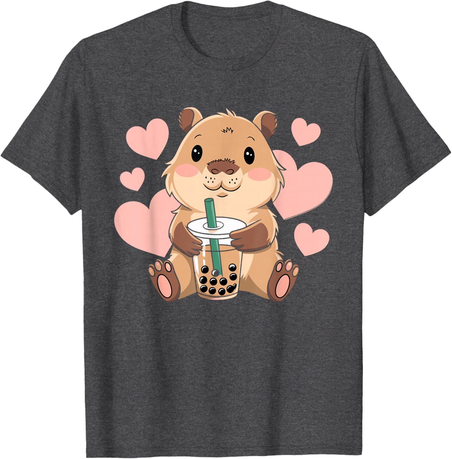 Cute Capybara Boba Tea T-Shirt for Women, Teens, and Kids - 7