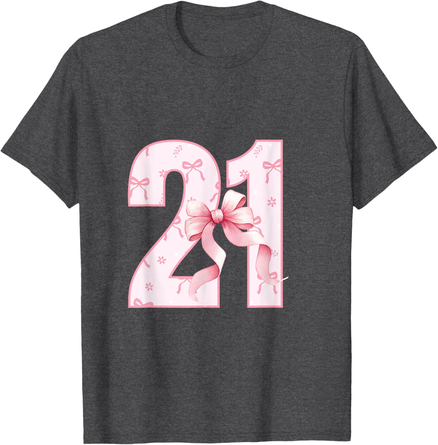Cute Pink Coquette Bow Birthday Girl T-Shirt for 21st Celebration - 2