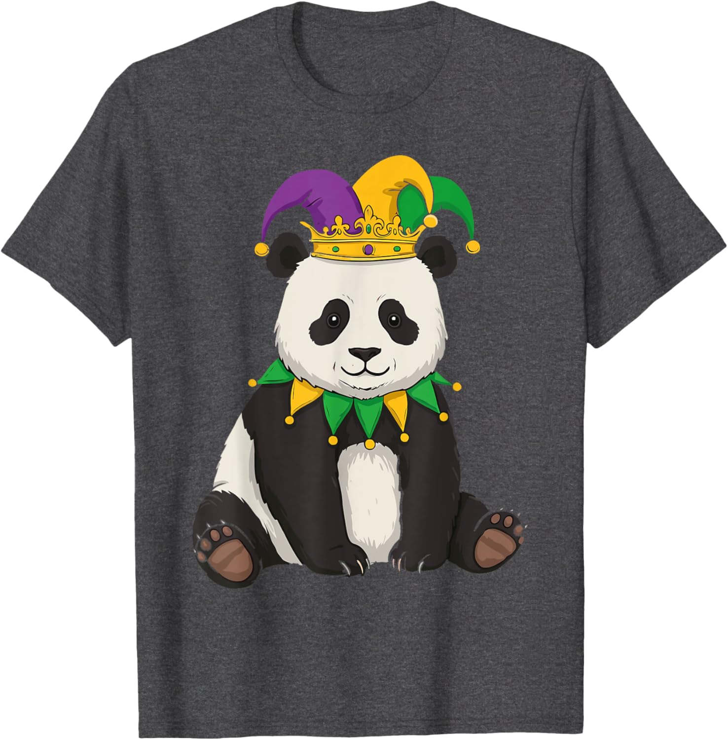 Funny Panda Mardi Gras Jester Hat Tee Cute Gift T-Shirt for All Ages - 8