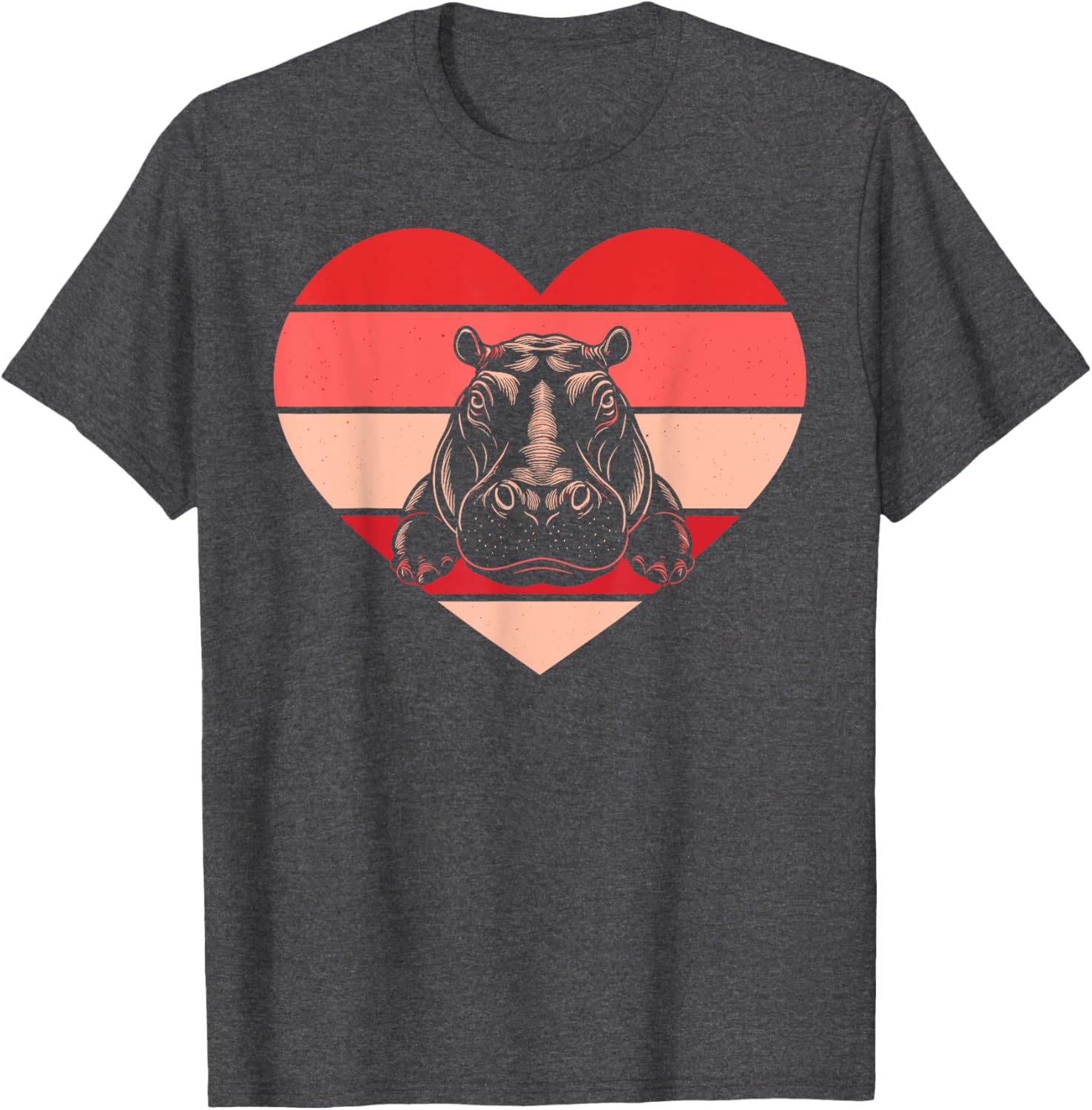 Retro Heart Hippo Vintage Valentine T-Shirt for Women, Men, and Kids - 6