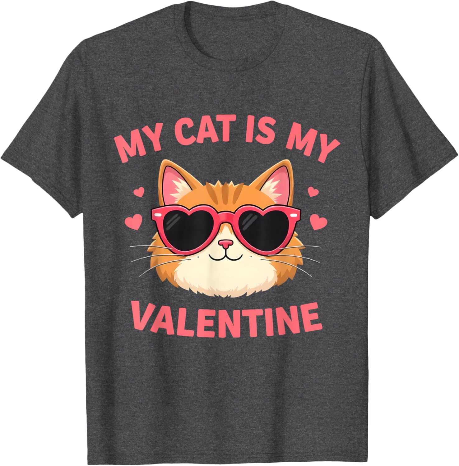 Cute Cat Lover Valentine's Day T-Shirt with Hearts for Cat Owners - 12