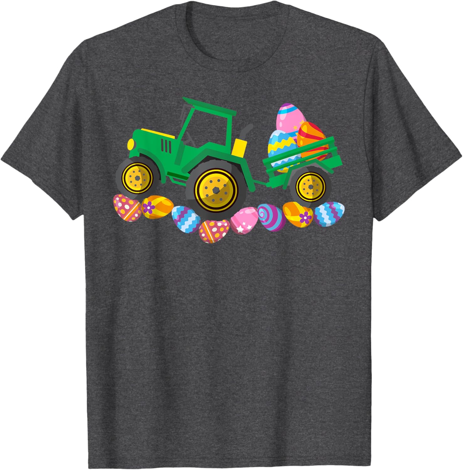 Easter Bunny Toddler T-Shirt for Boys and Girls with Farmer Tractor Eggs - 1